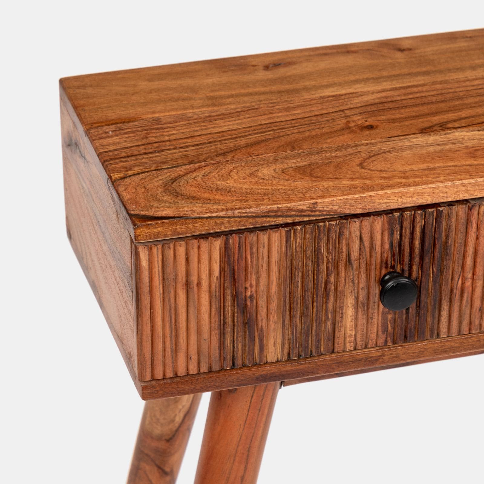 Consolle 88x30 cm in legno di acacia cannettato con due cassetti - Reed