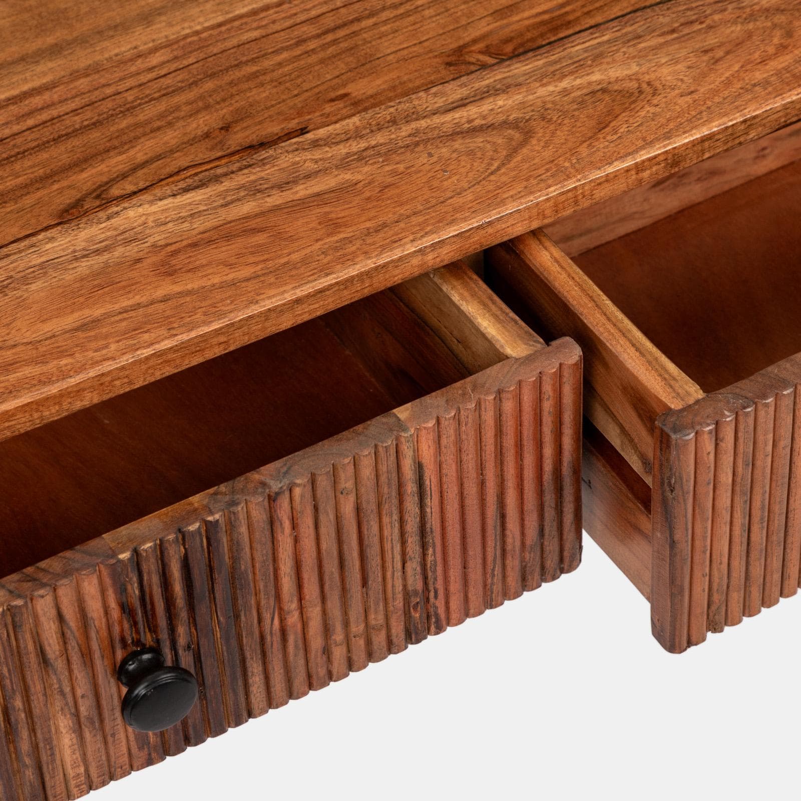 Consolle 88x30 cm in legno di acacia cannettato con due cassetti - Reed