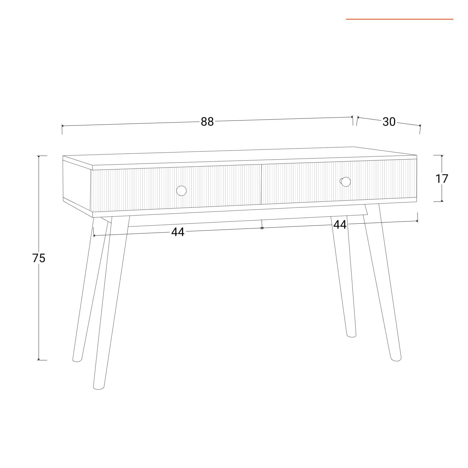 Consolle 88x30 cm in legno di acacia cannettato con due cassetti - Reed