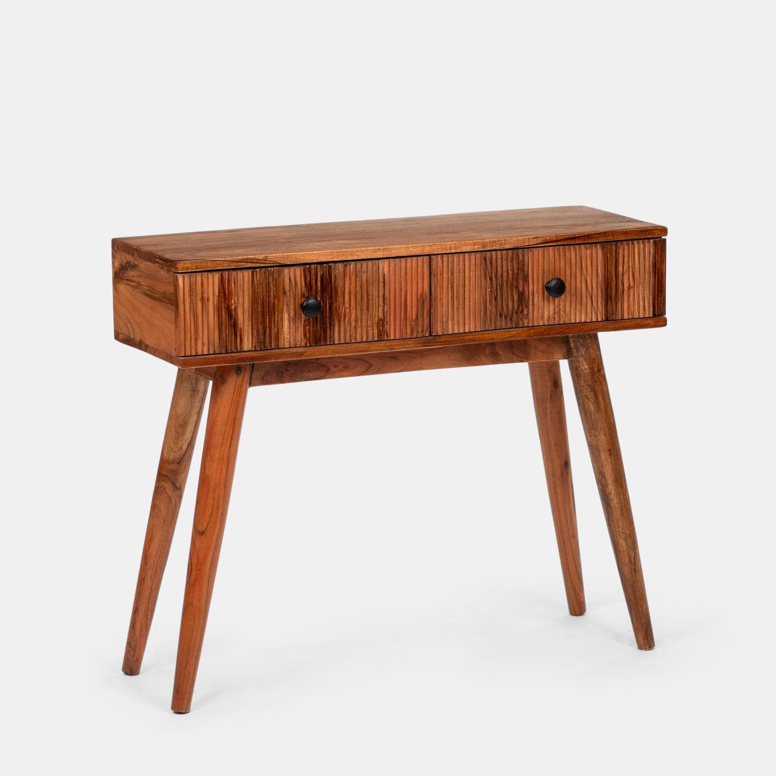Consolle 88x30 cm in legno di acacia cannettato con due cassetti - Reed