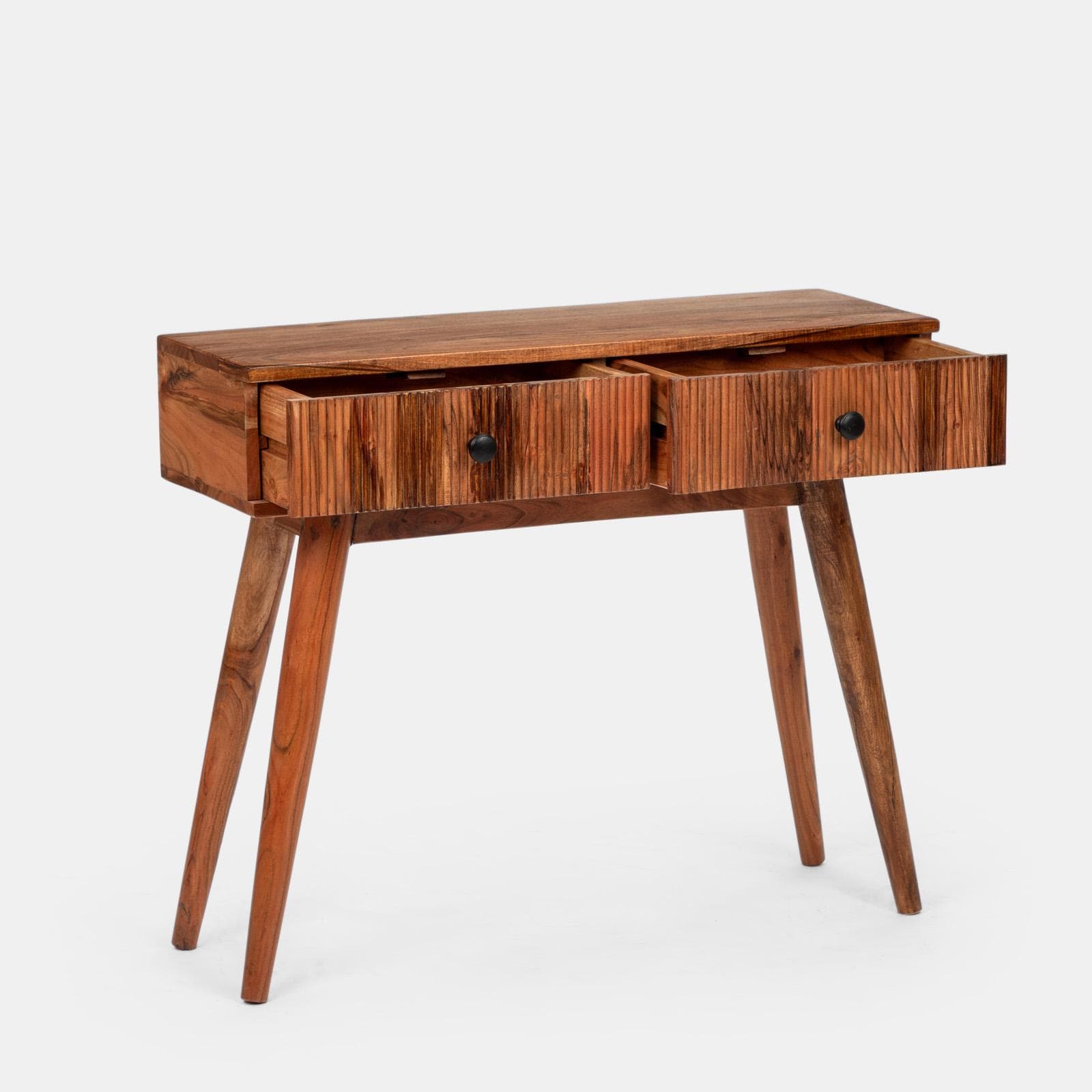 Consolle 88x30 cm in legno di acacia cannettato con due cassetti - Reed