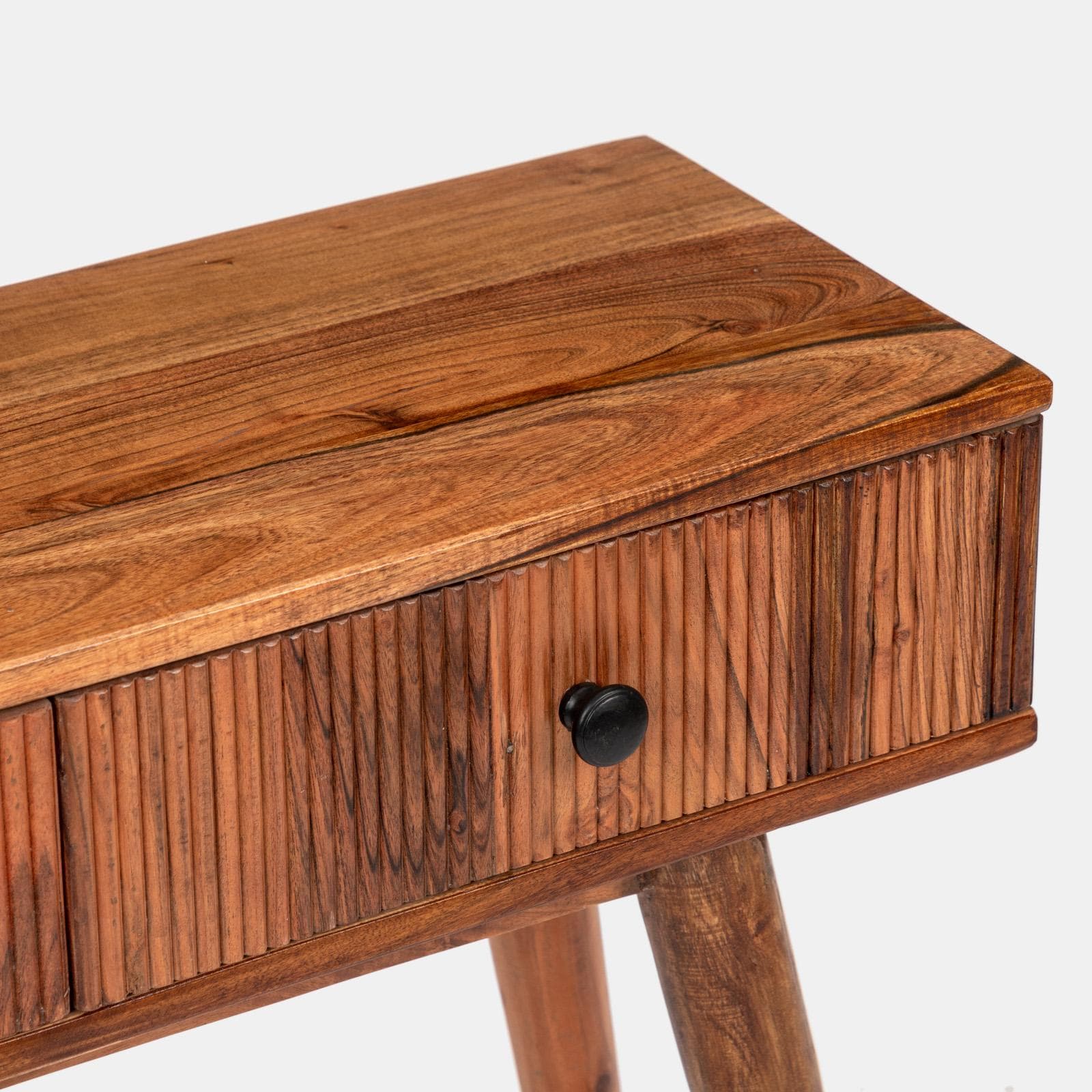 Consolle 88x30 cm in legno di acacia cannettato con due cassetti - Reed