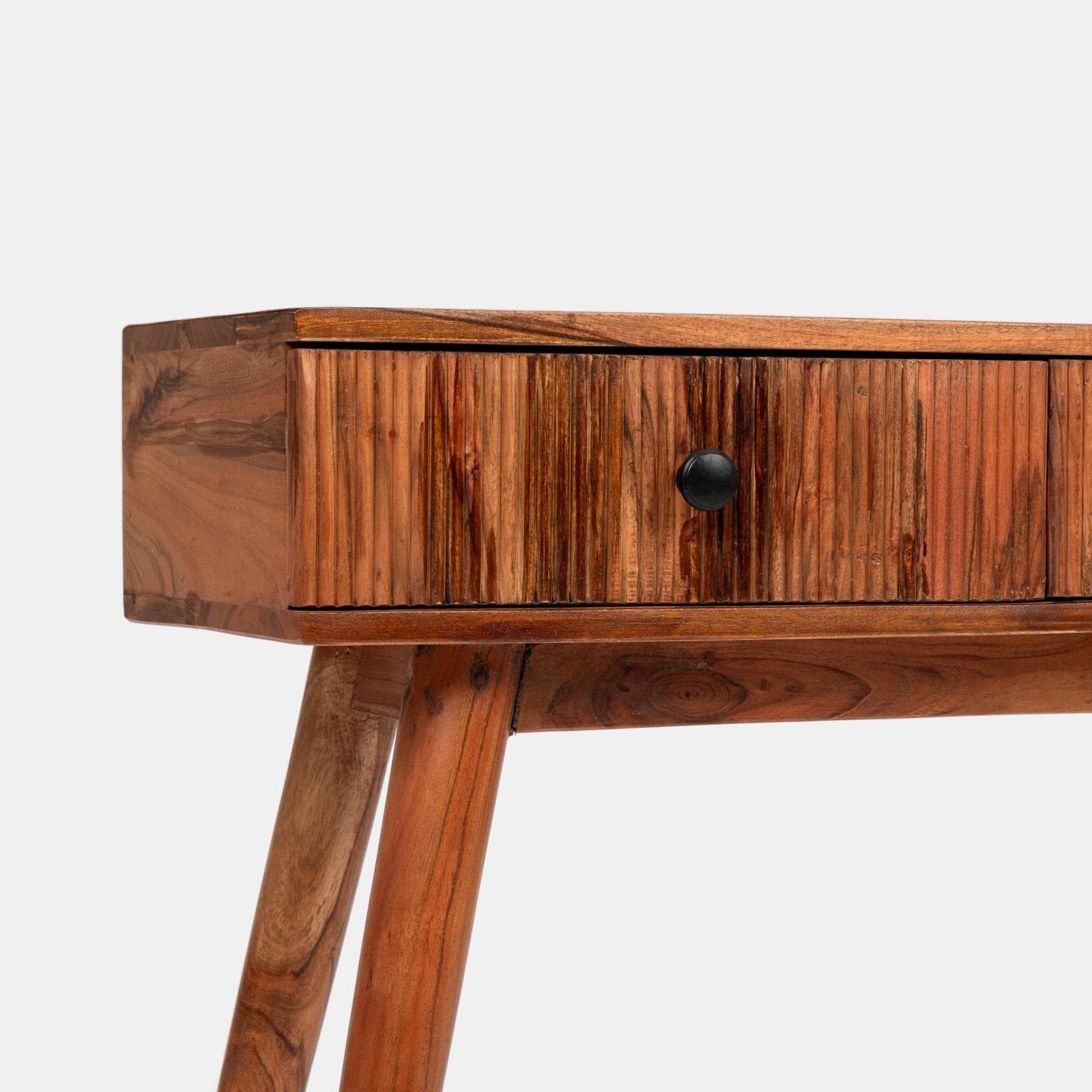 Consolle 88x30 cm in legno di acacia cannettato con due cassetti - Reed