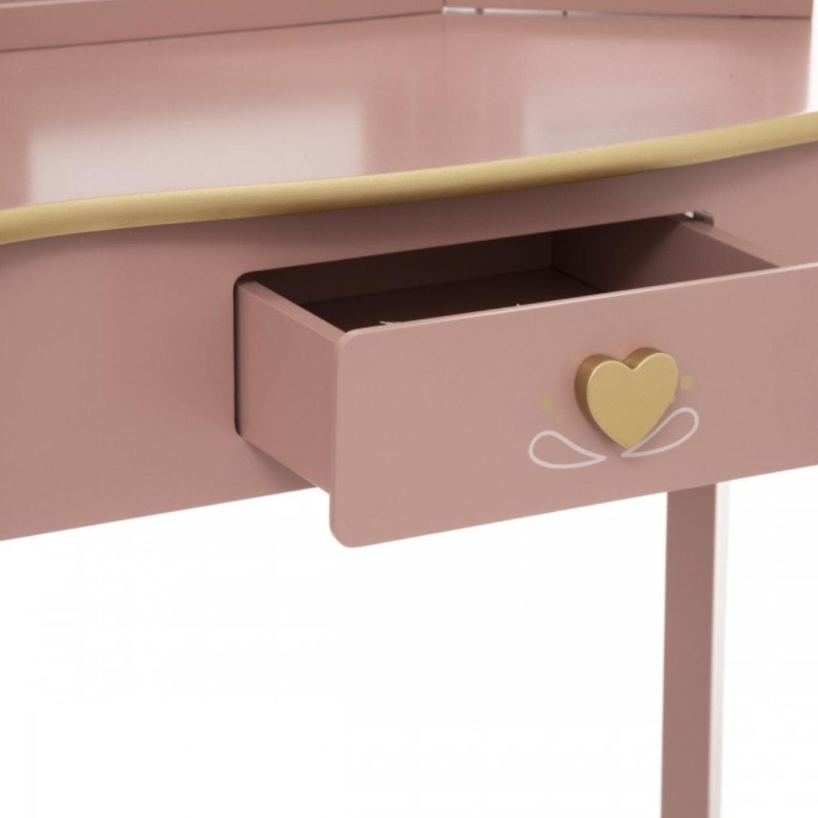 Consolle con specchio e sgabello per bambini 59X98h cm rosa - Kids