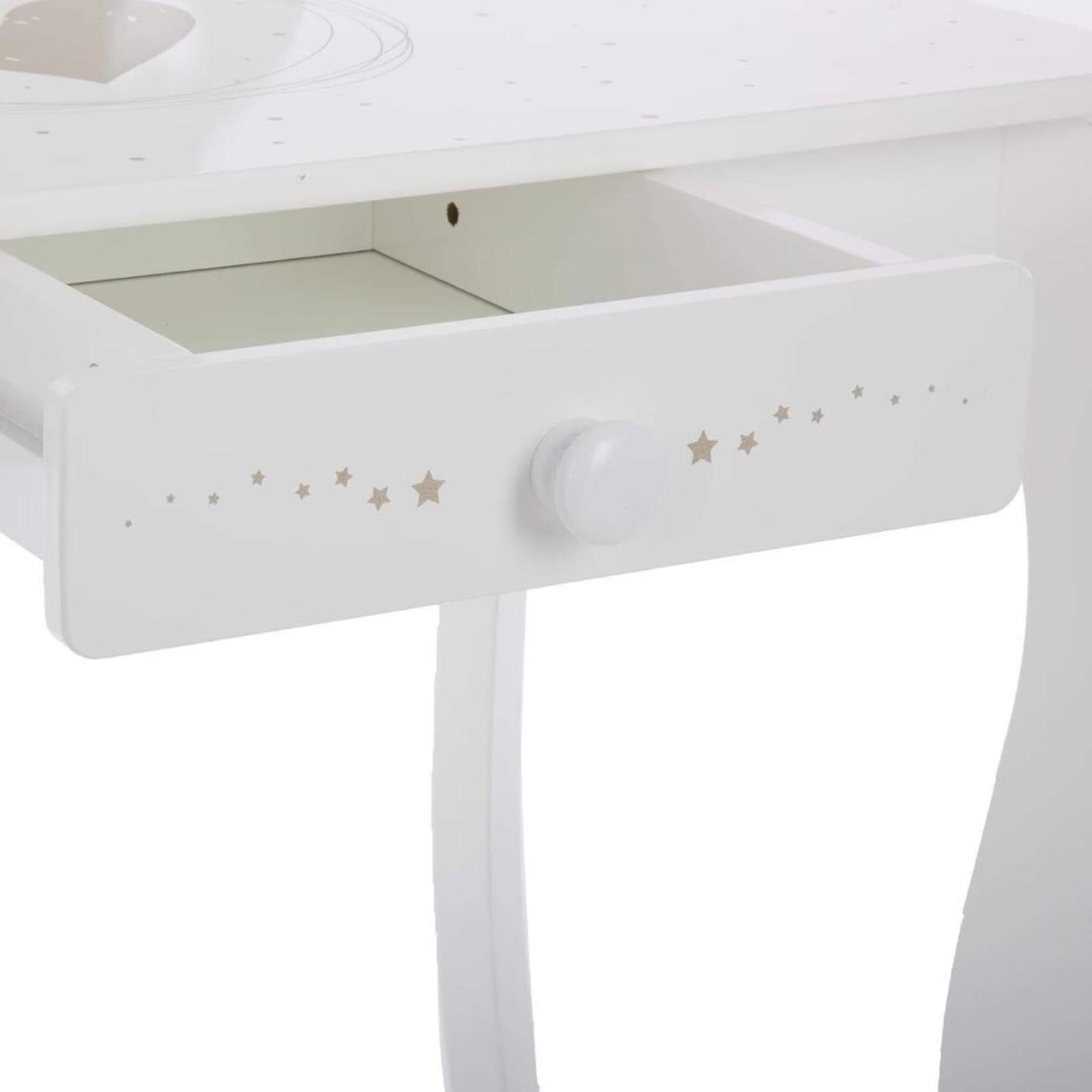 Consolle con specchio e sgabello per bambini 71x91h cm in legno bianco - Kids