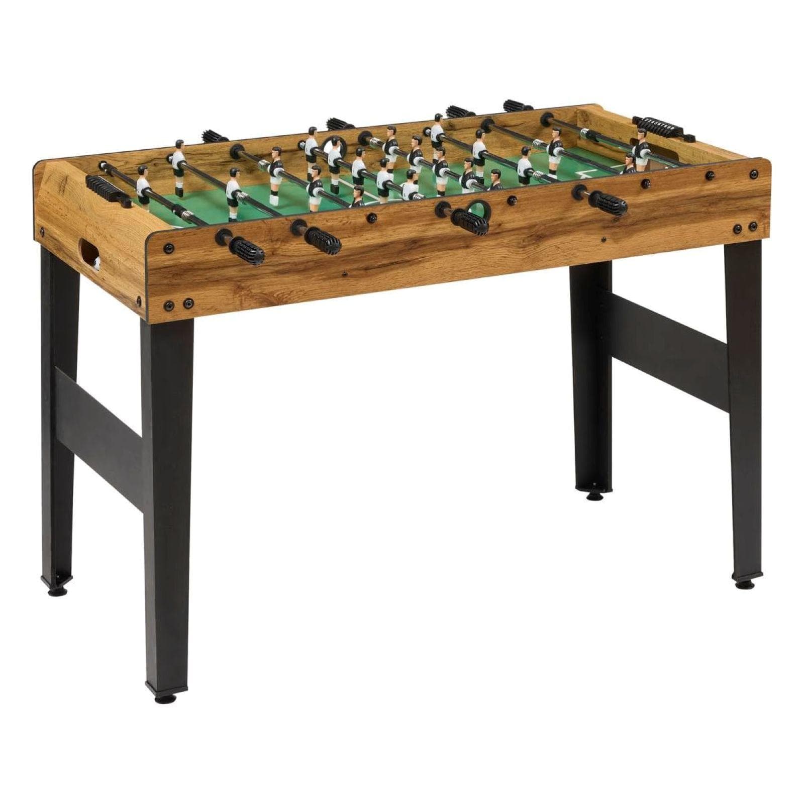 Consolle da gioco biliardino 115x61 cm in acciaio nero e legno naturale