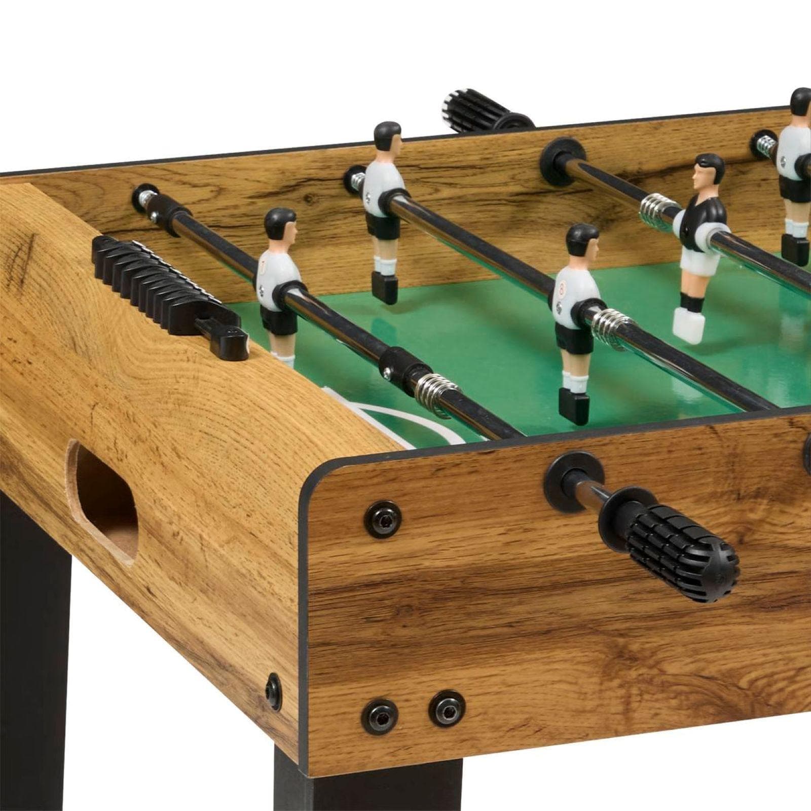 Consolle da gioco biliardino 115x61 cm in acciaio nero e legno naturale