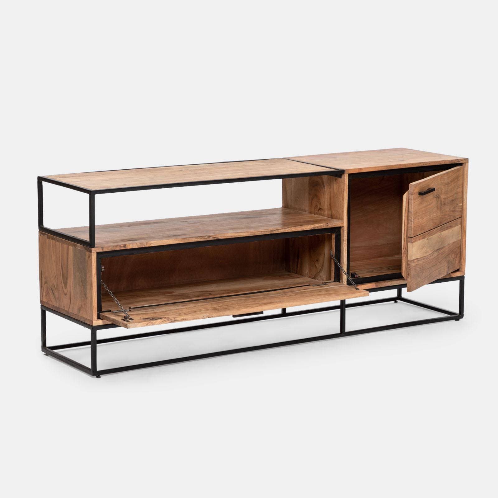 Mobile porta tv 160x40 cm in legno di acacia - Freia Acacia