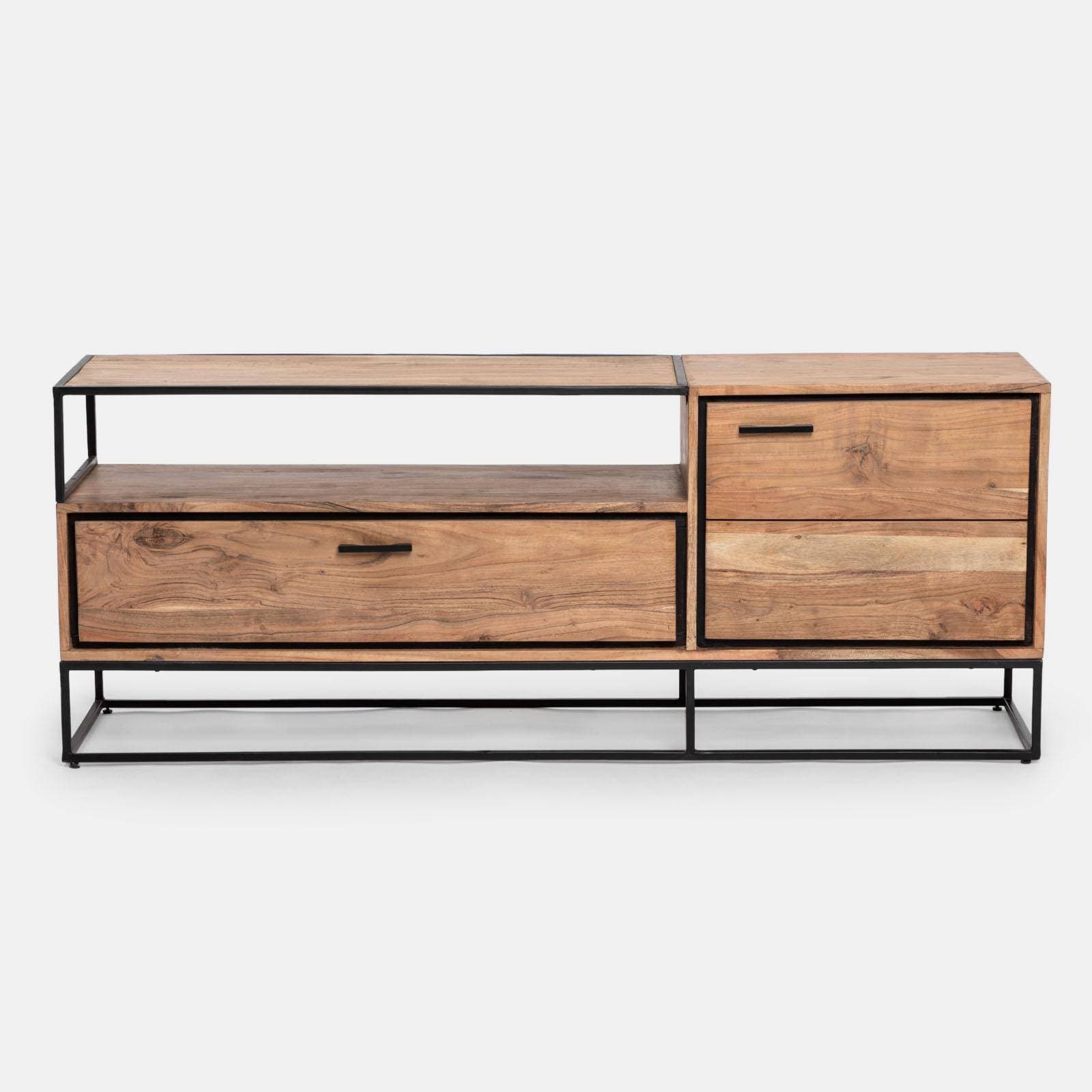 Mobile porta tv 160x40 cm in legno di acacia - Freia Acacia