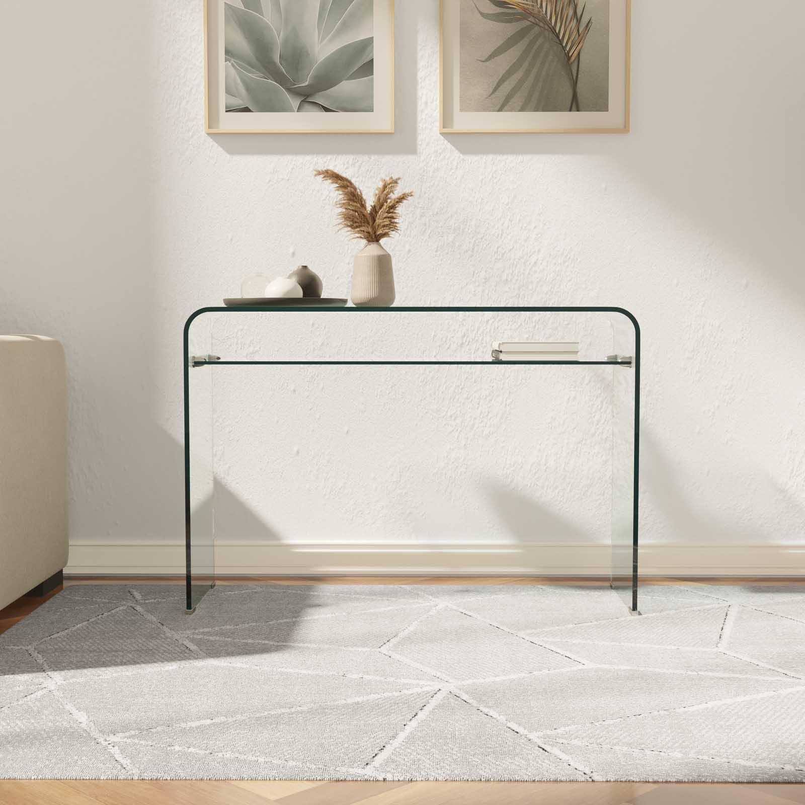Consolle 110x35 cm in vetro con ripiano - City