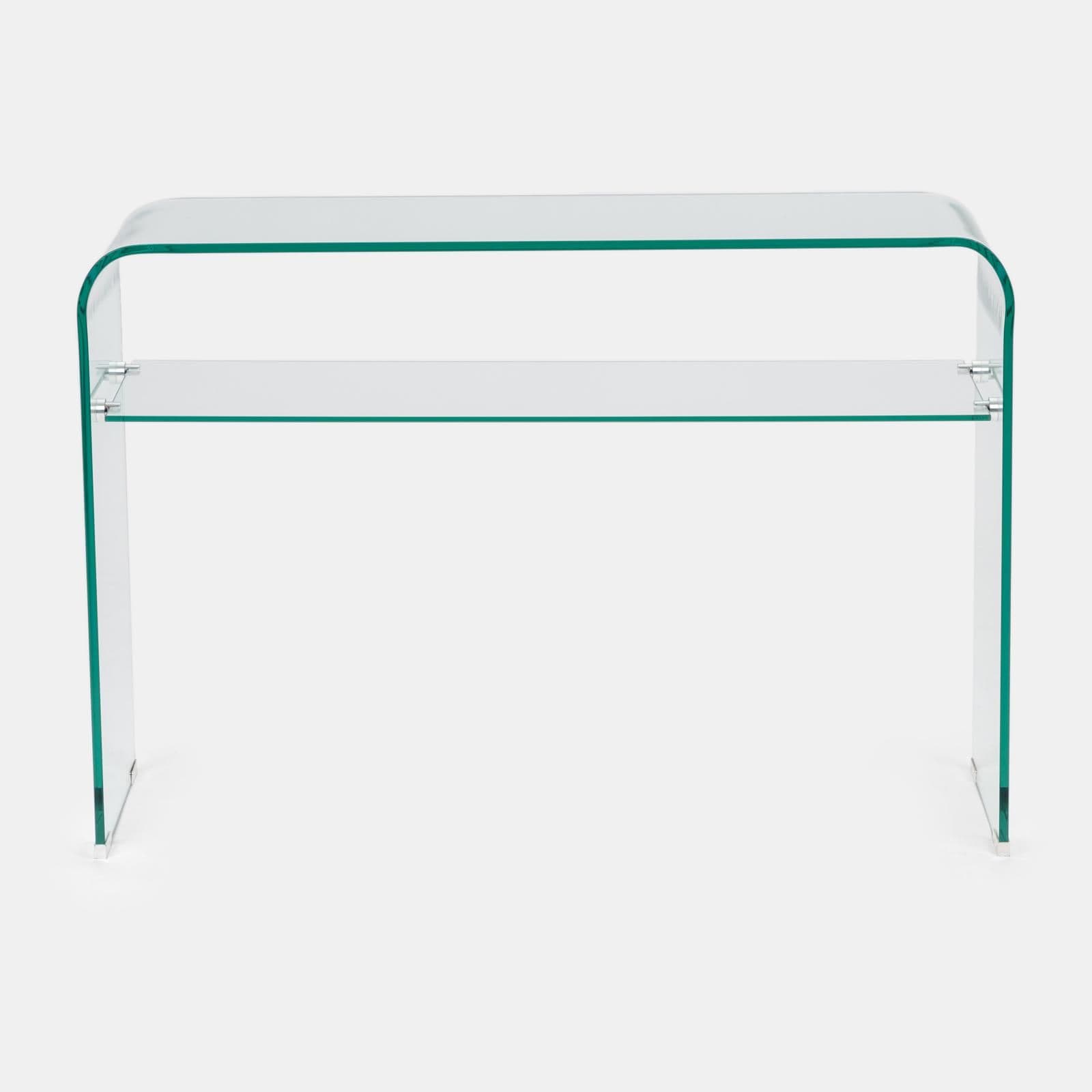 Consolle 110x35 cm in vetro con ripiano - City