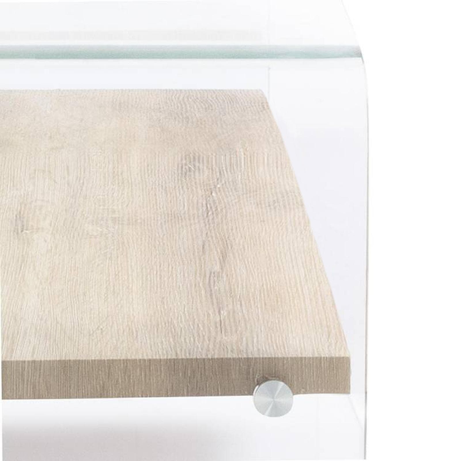 Consolle 110x35 cm in vetro con ripiano rovere - City