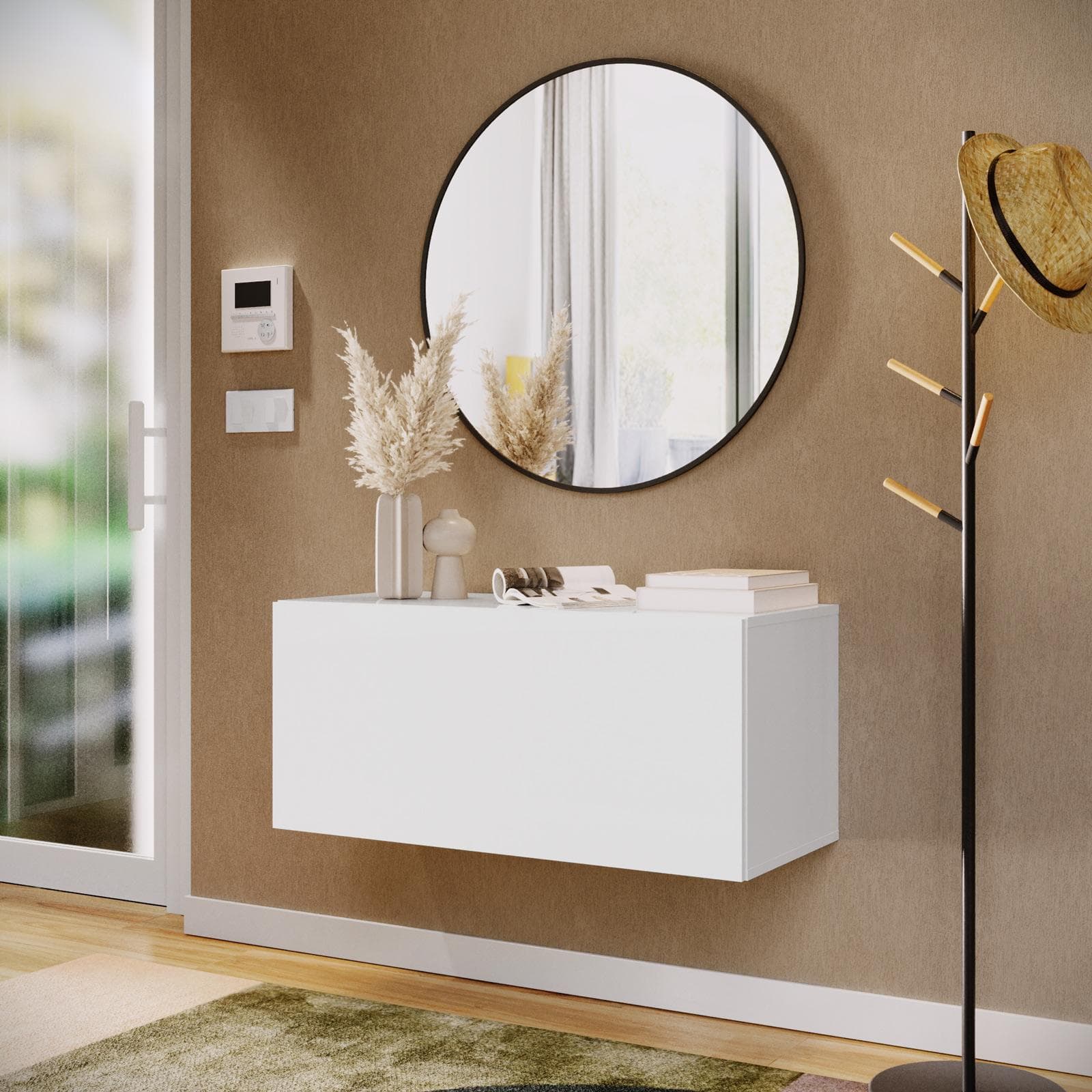 Consolle sospesa 90x40h cm a ribalta bianco lucido - Kayros