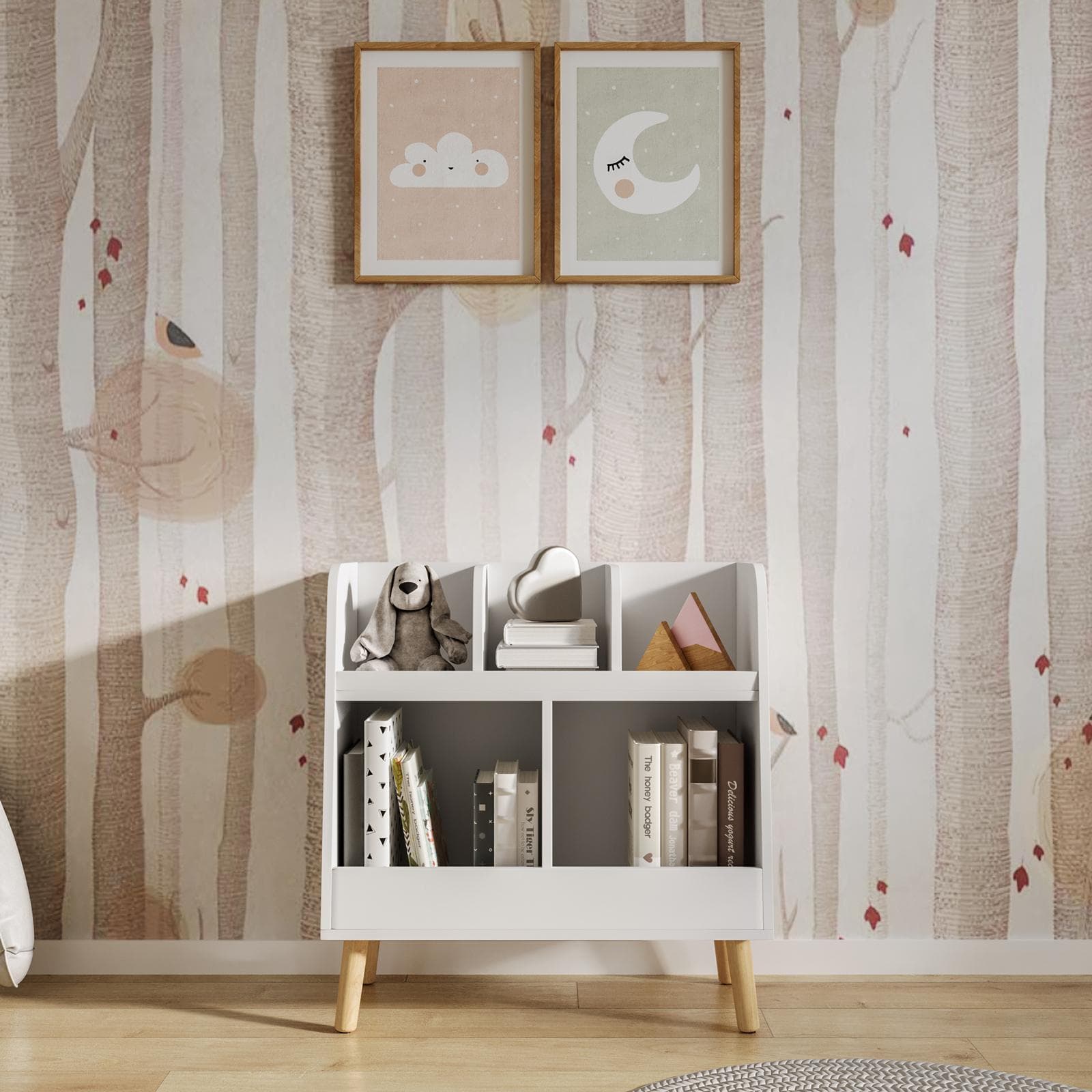 Contenitore per bambini 70 cm in legno bianco e naturale - Lollipop