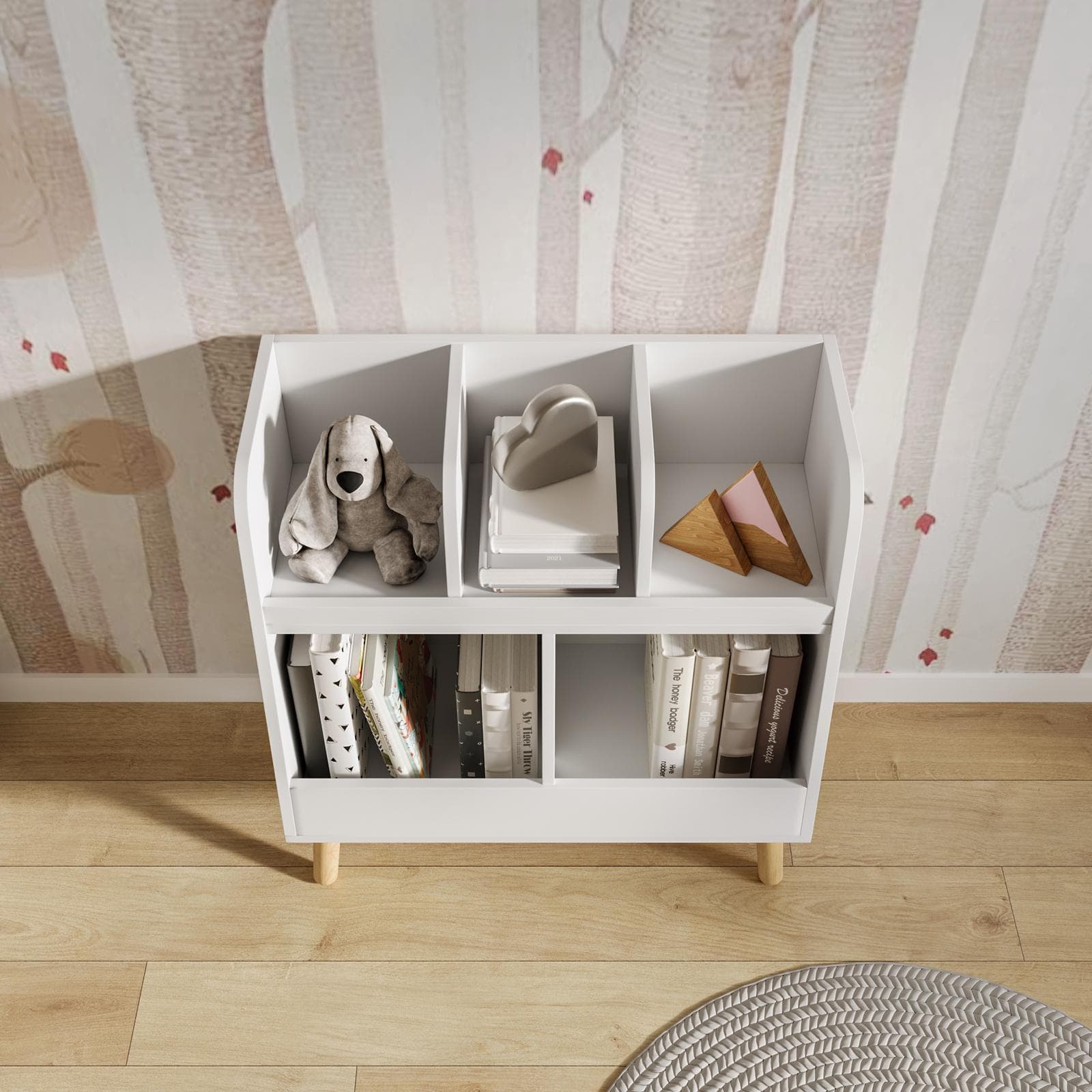 Contenitore per bambini 70 cm in legno bianco e naturale - Lollipop