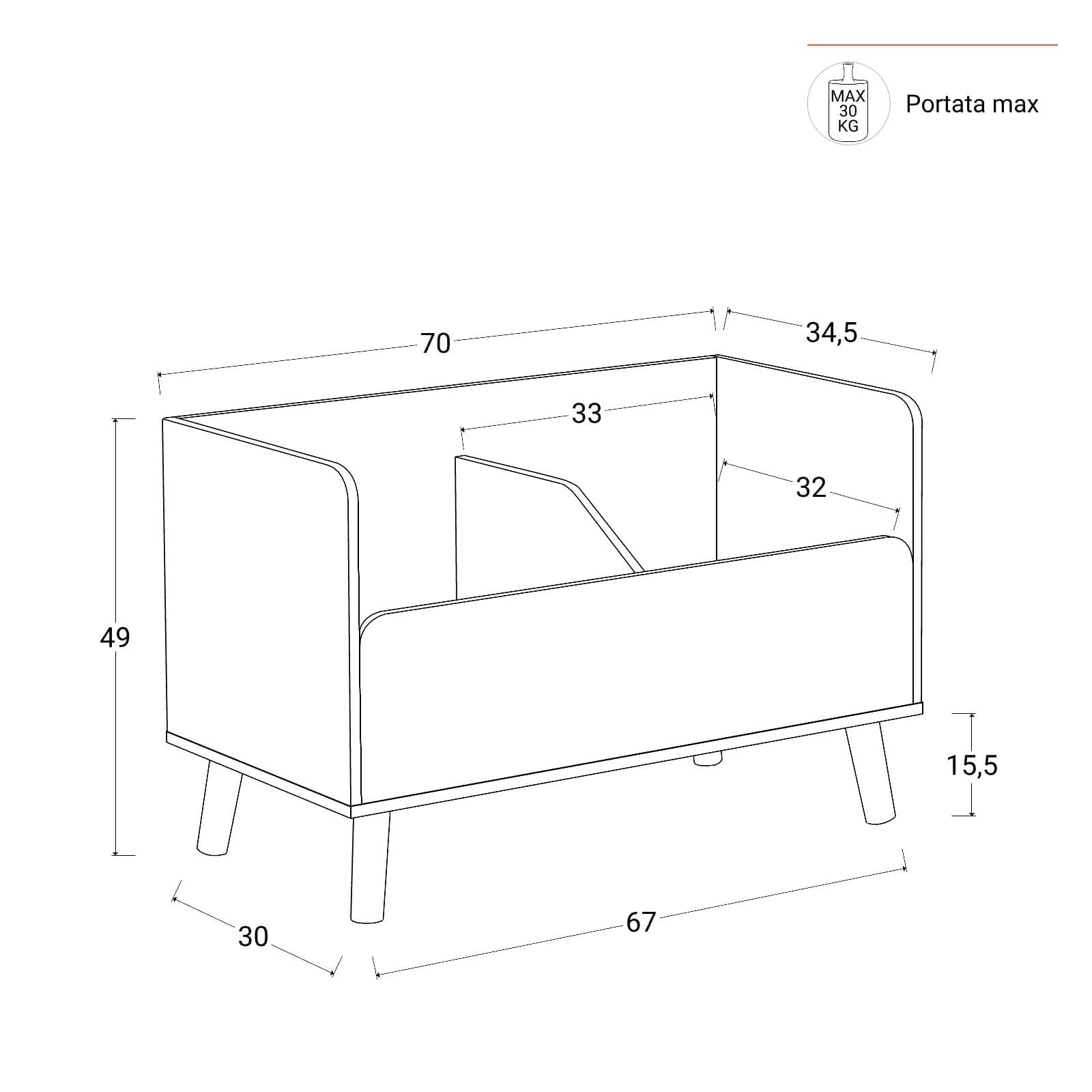 Contenitore per bambini 70 cm in legno bianco - Lollipop