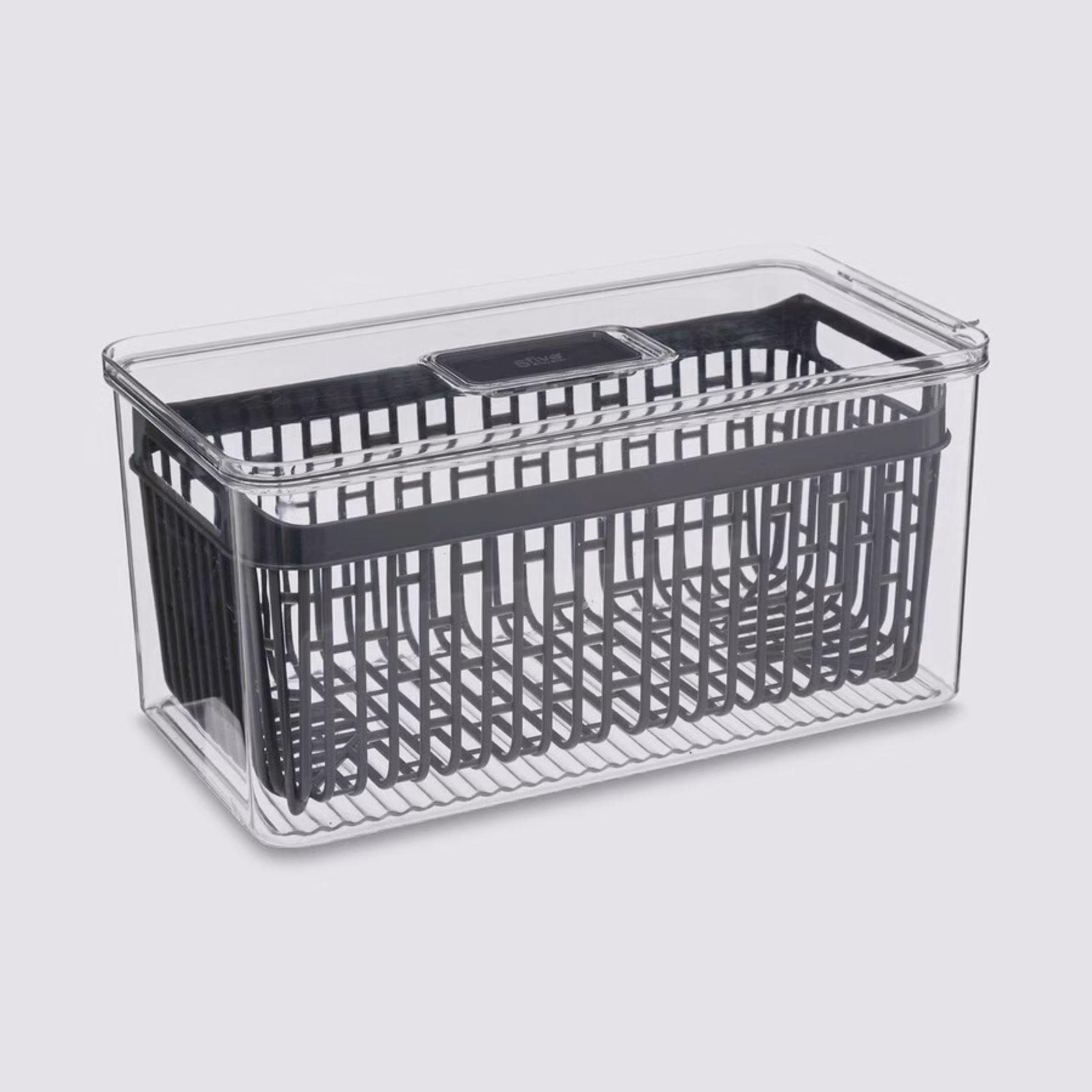 Contenitore per frigorifero 32x15 cm con cesto estraibile e coperchio