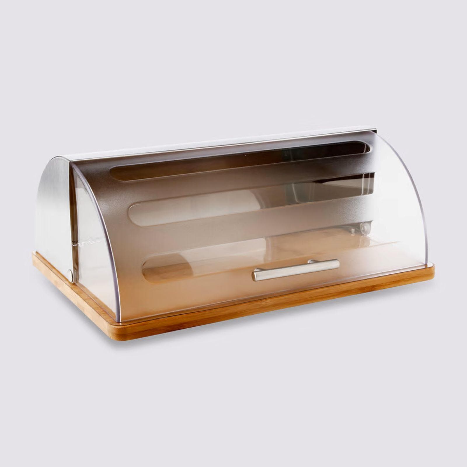 Contenitore per il pane 39x17h cm in bambù naturale e acciaio inox