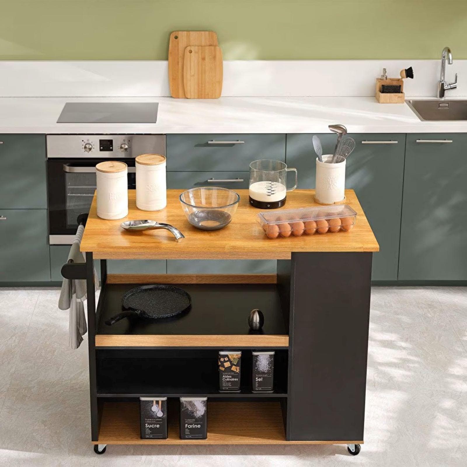 Contenitore rotondo 12 cm in ceramica bianco e coperchio in bambù