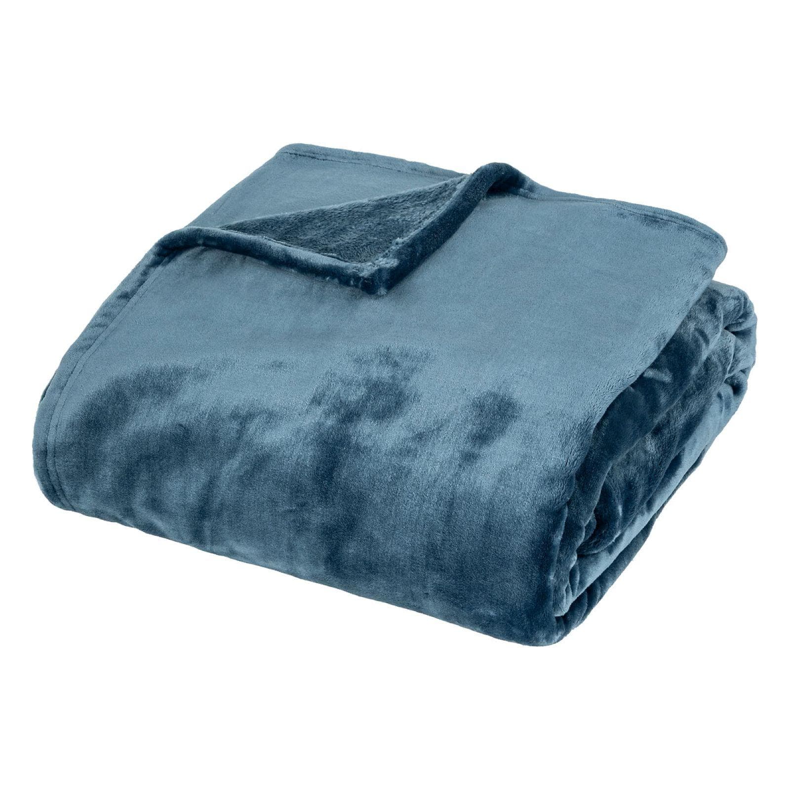 Coperta plaid 180x130 cm in velluto blu petrolio - Coccoloso