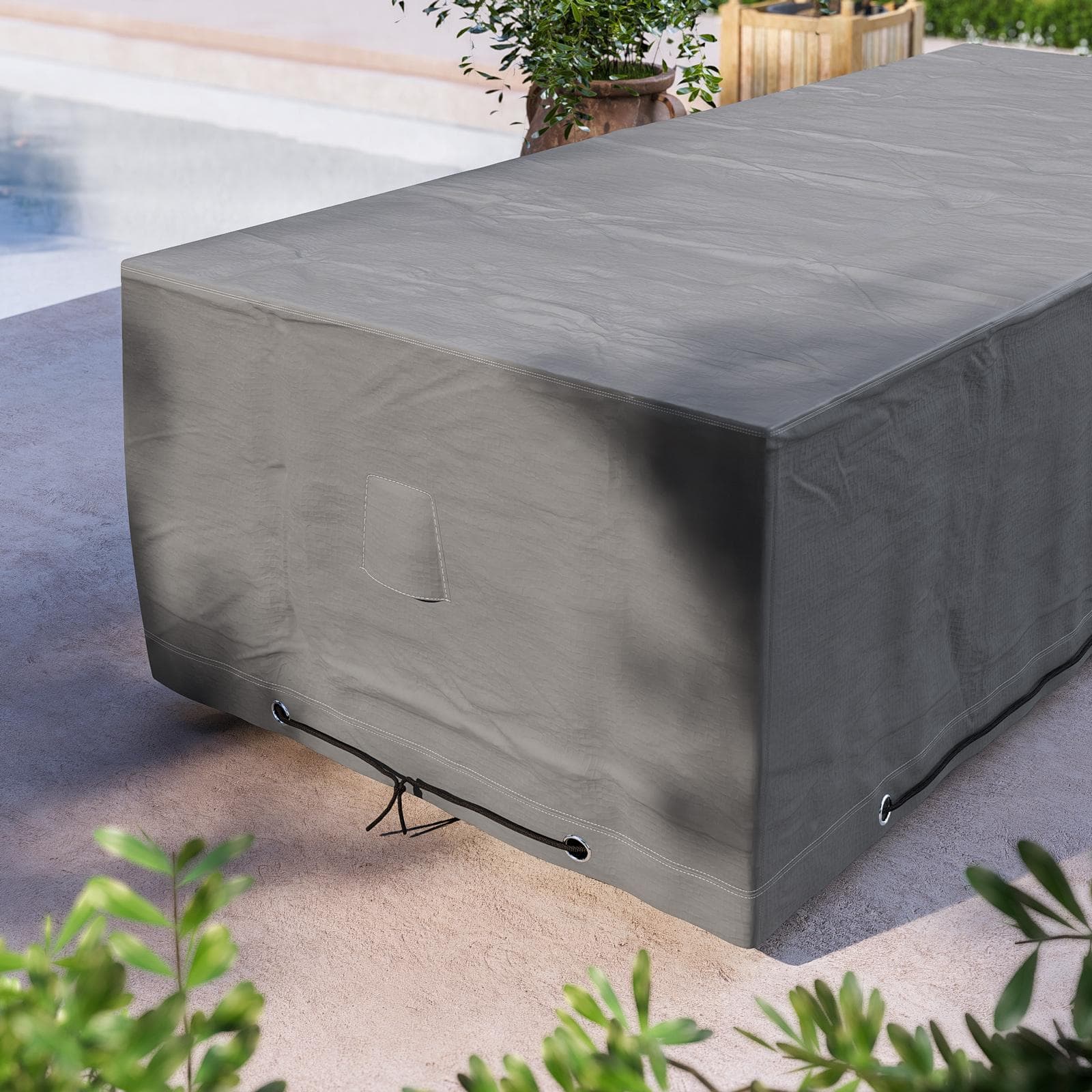 Copertura protettiva per tavolo 300x125 cm in poliestere idrorepellente antracite - Wakanda