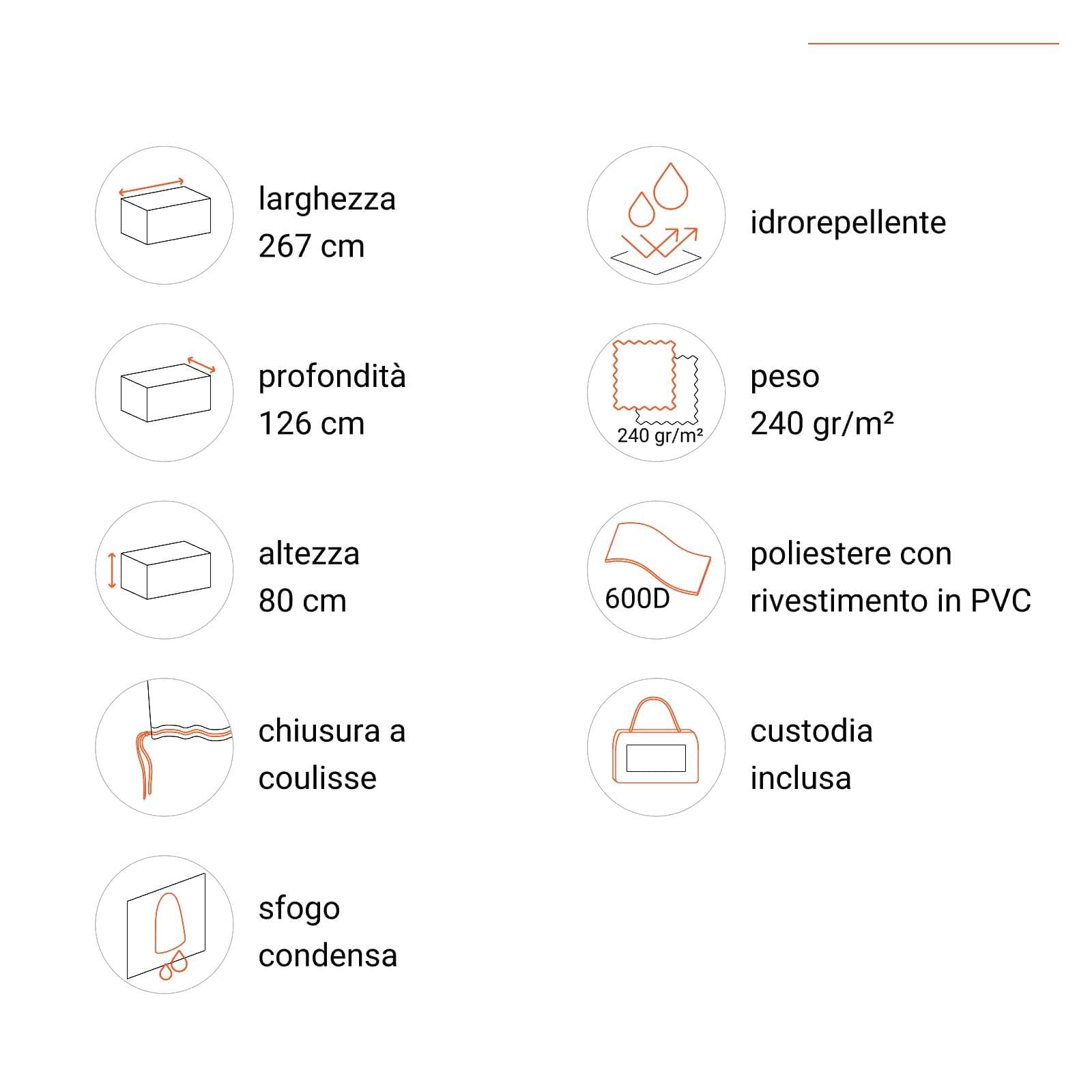 Copertura protettiva per tavolo 300x125 cm in poliestere idrorepellente antracite - Wakanda