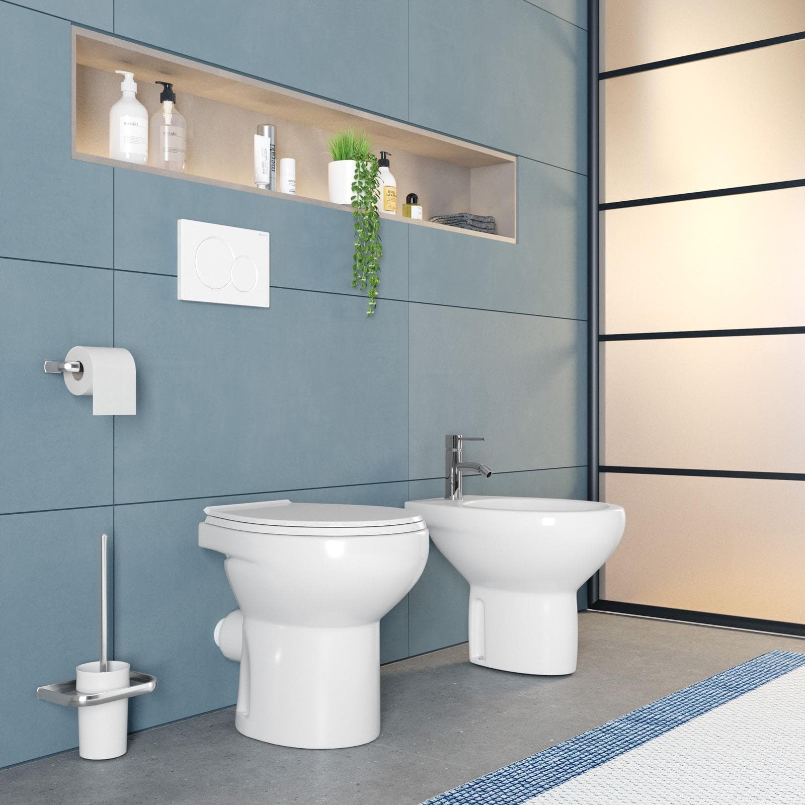 Sanitari tradizionali con scarico a parete e sedile softclose bianco - Casper