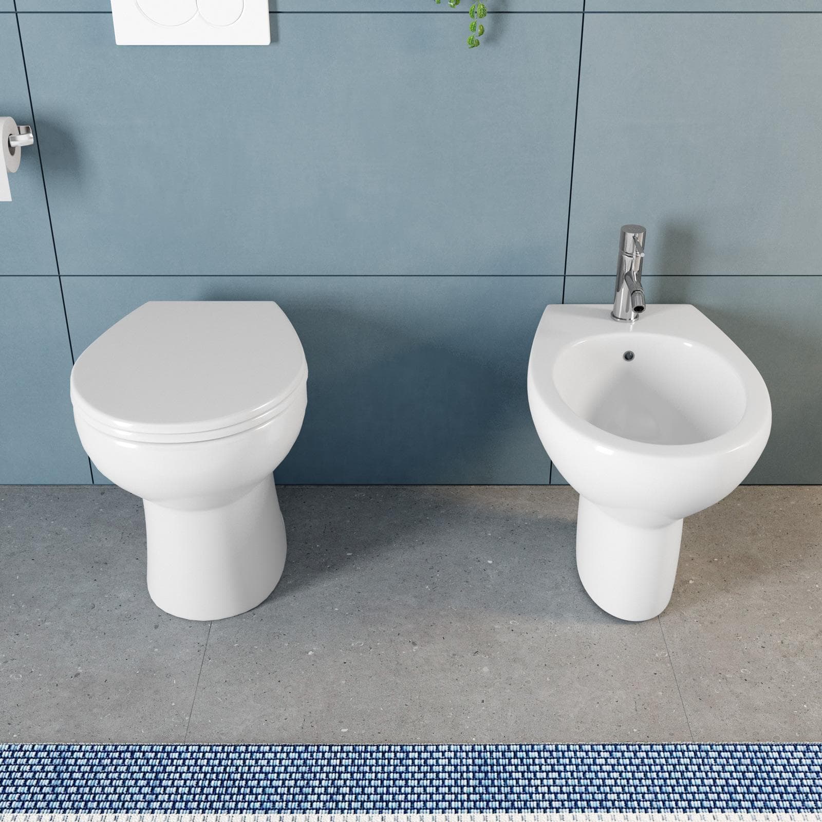 Sanitari tradizionali con scarico a terra e sedile softclose bianco - Casper