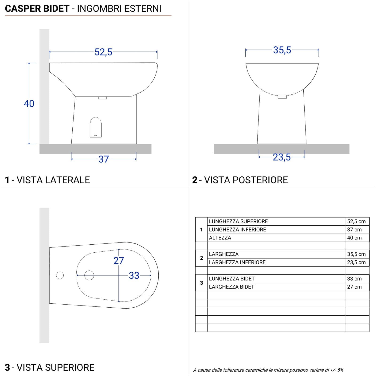 Sanitari tradizionali con scarico a terra e sedile softclose bianco - Casper