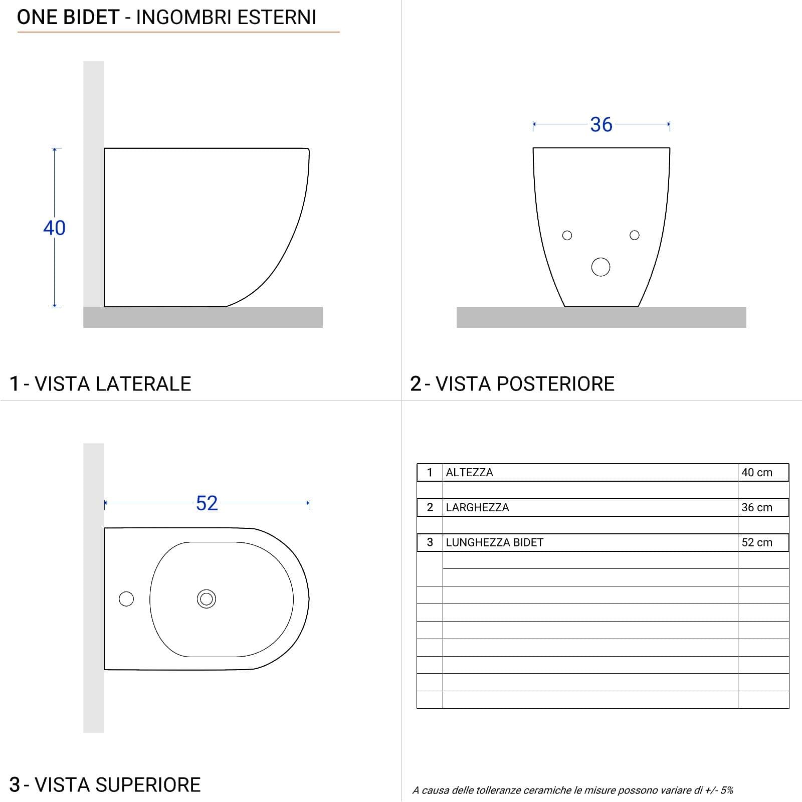 Coppia di sanitari filomuro in ceramica rimless con copriwc softclose - One