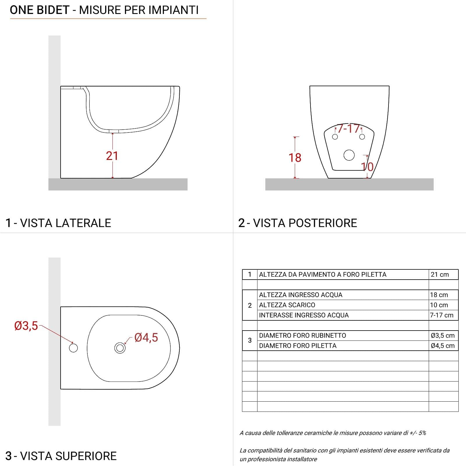 Coppia di sanitari filomuro in ceramica rimless con copriwc softclose - One