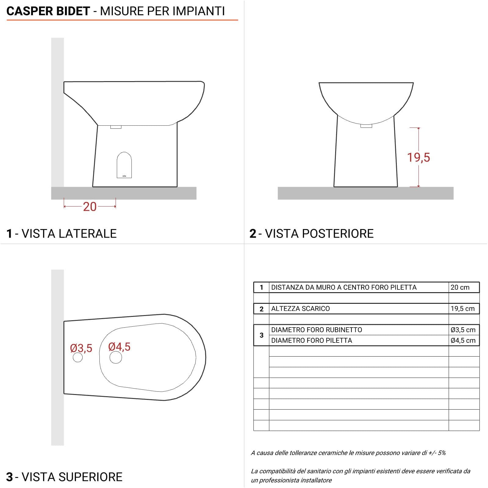 Sanitari monoblocco con scarico a parete e sedile softclose bianco - Casper