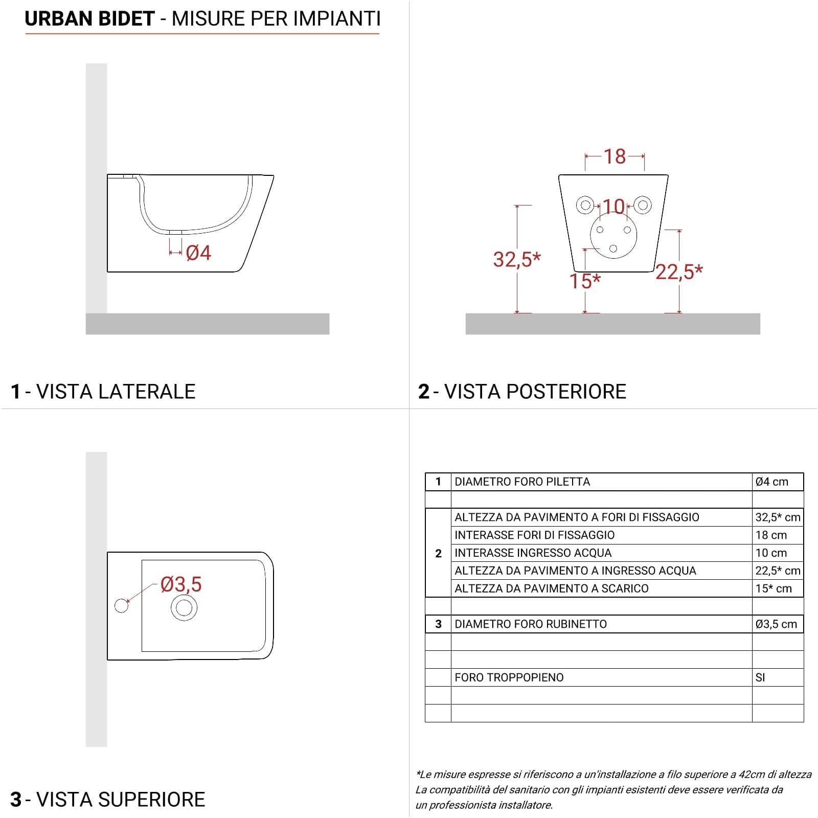 Coppia di sanitari sospesi in ceramica rimless con copriwc softclose - Urban
