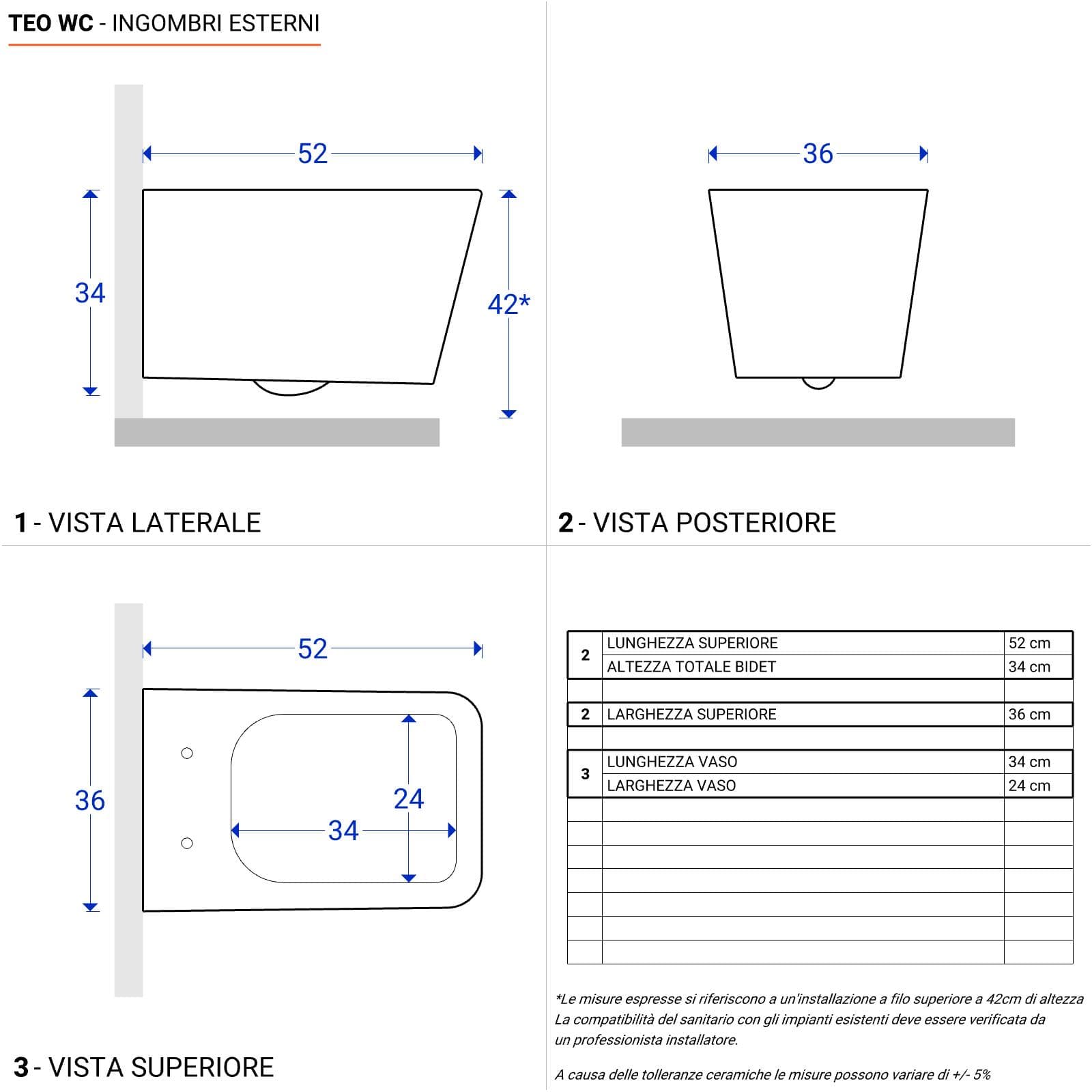 Sanitari sospesi risparmio idrico sedile SoftClose - Teo