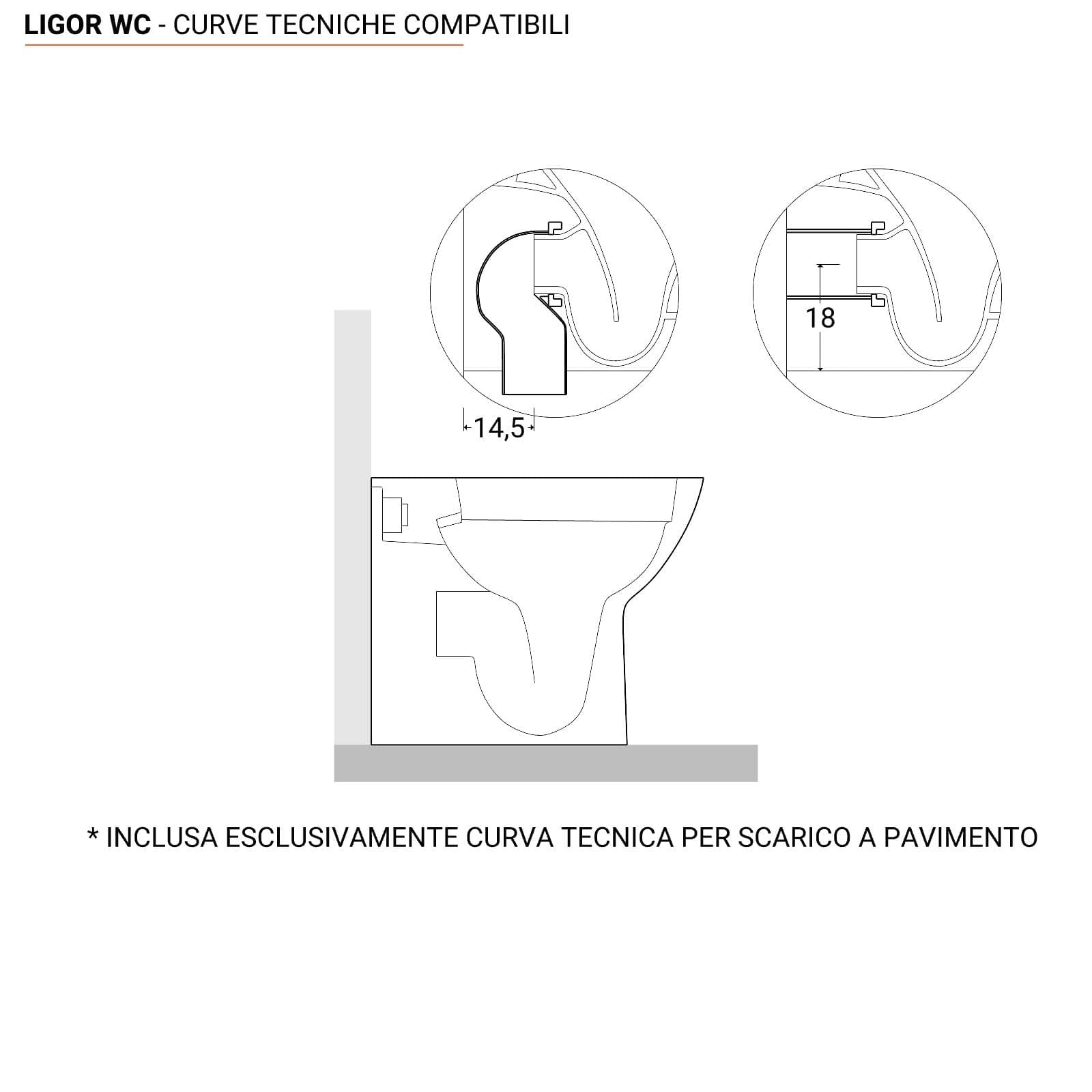 Coppia di sanitari vaso monoblocco e bidet con sedile soft-close in ceramica - Ligor