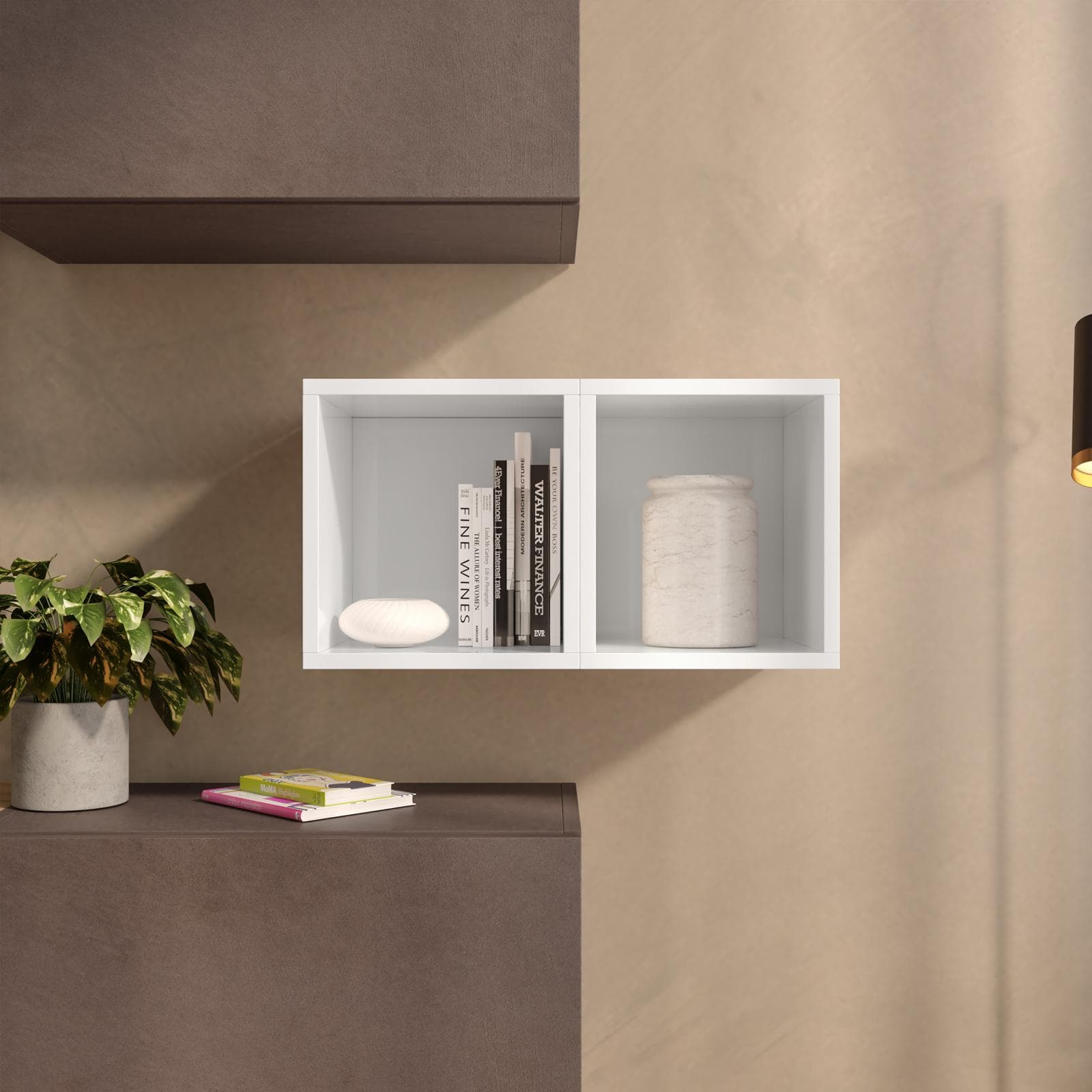 Set 2 cubi pensili 27x28h cm color bianco lucido - Clary