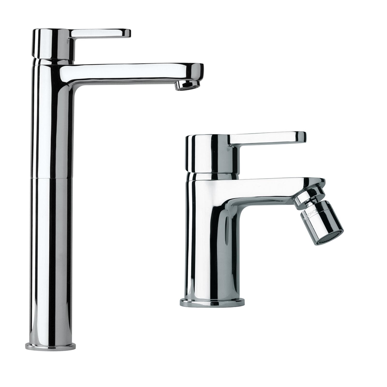 Coppia miscelatori canna alta lavabo + bidet Jacuzzi - Rubinetteria Flag per piletta click clack