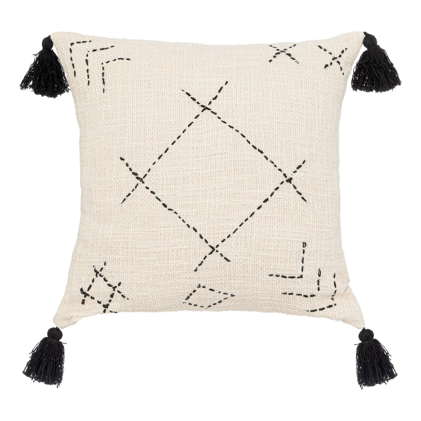 Copricuscino 40x40 cm in cotone beige e disegno nero