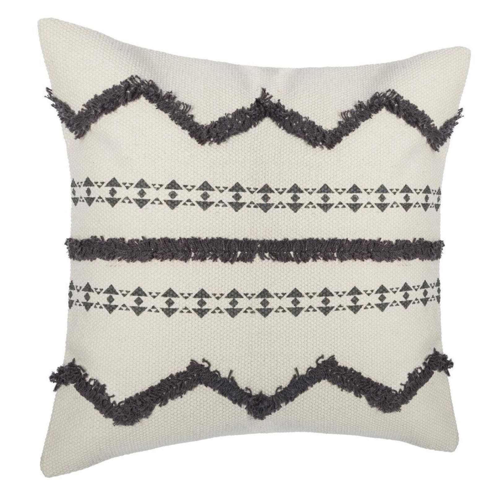 Copricuscino 40x40 cm taftato in cotone grigio e beige