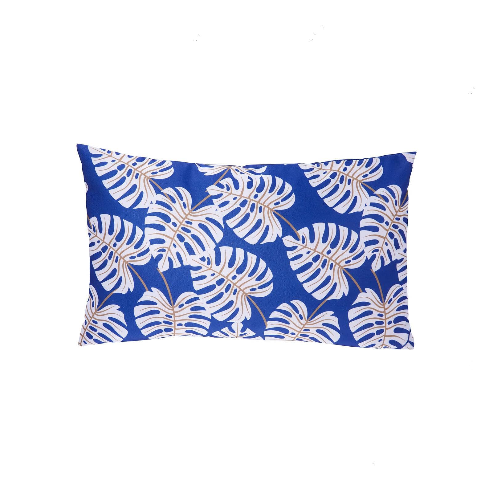 Copricuscino decorativo da esterno 50x30 cm in poliestere idrorepellente blu motivo foglie - Pigmentia