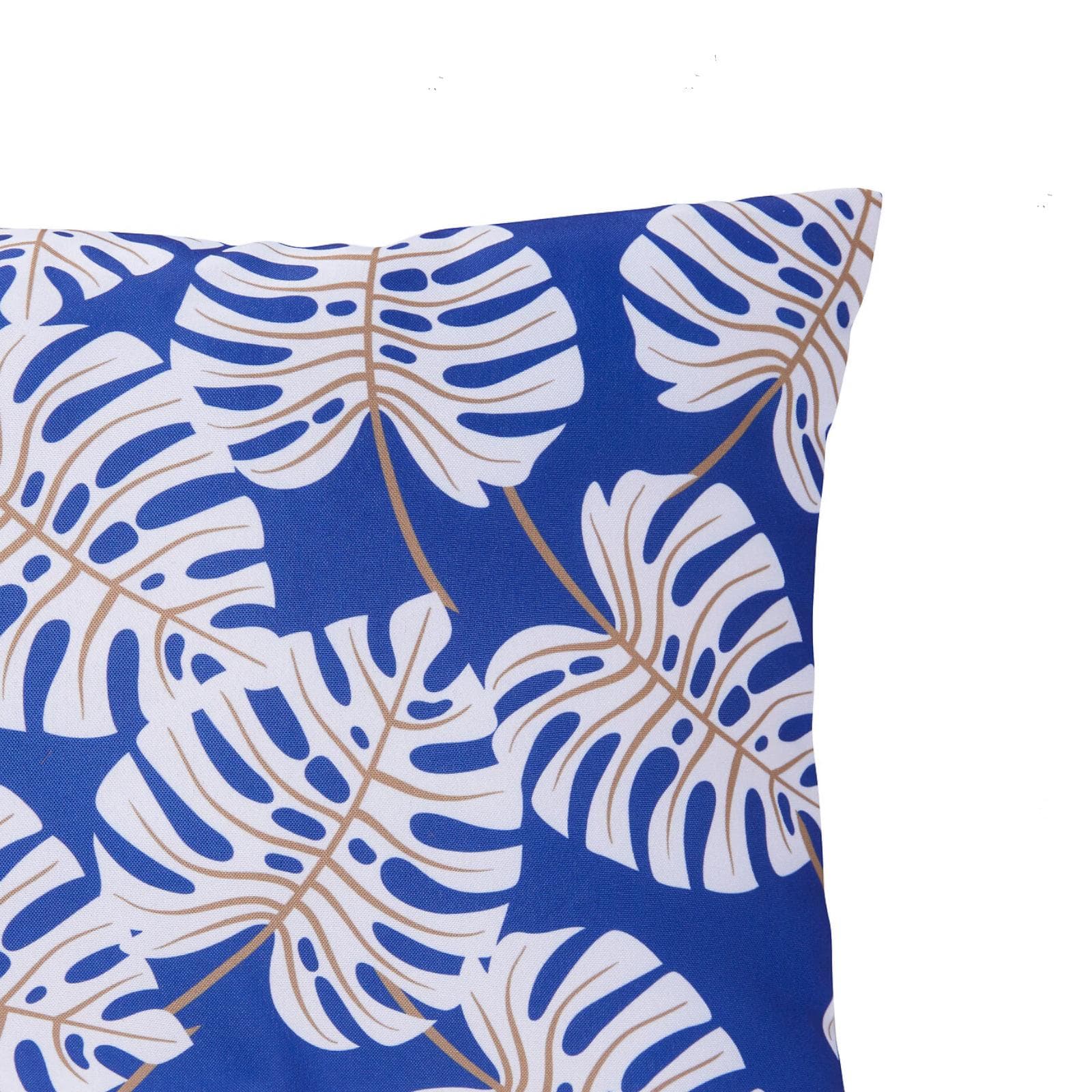 Copricuscino decorativo da esterno 50x30 cm in poliestere idrorepellente blu motivo foglie - Pigmentia