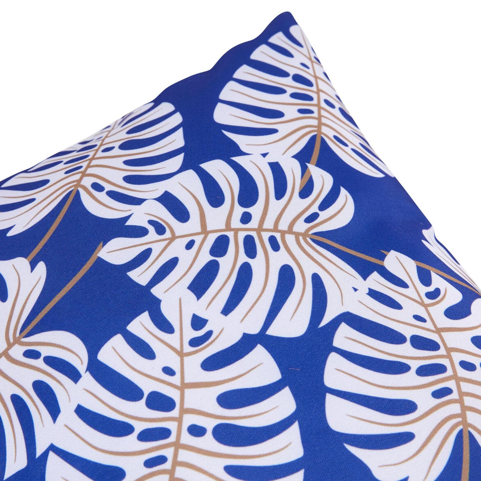 Copricuscino decorativo da esterno 50x30 cm in poliestere idrorepellente blu motivo foglie - Pigmentia