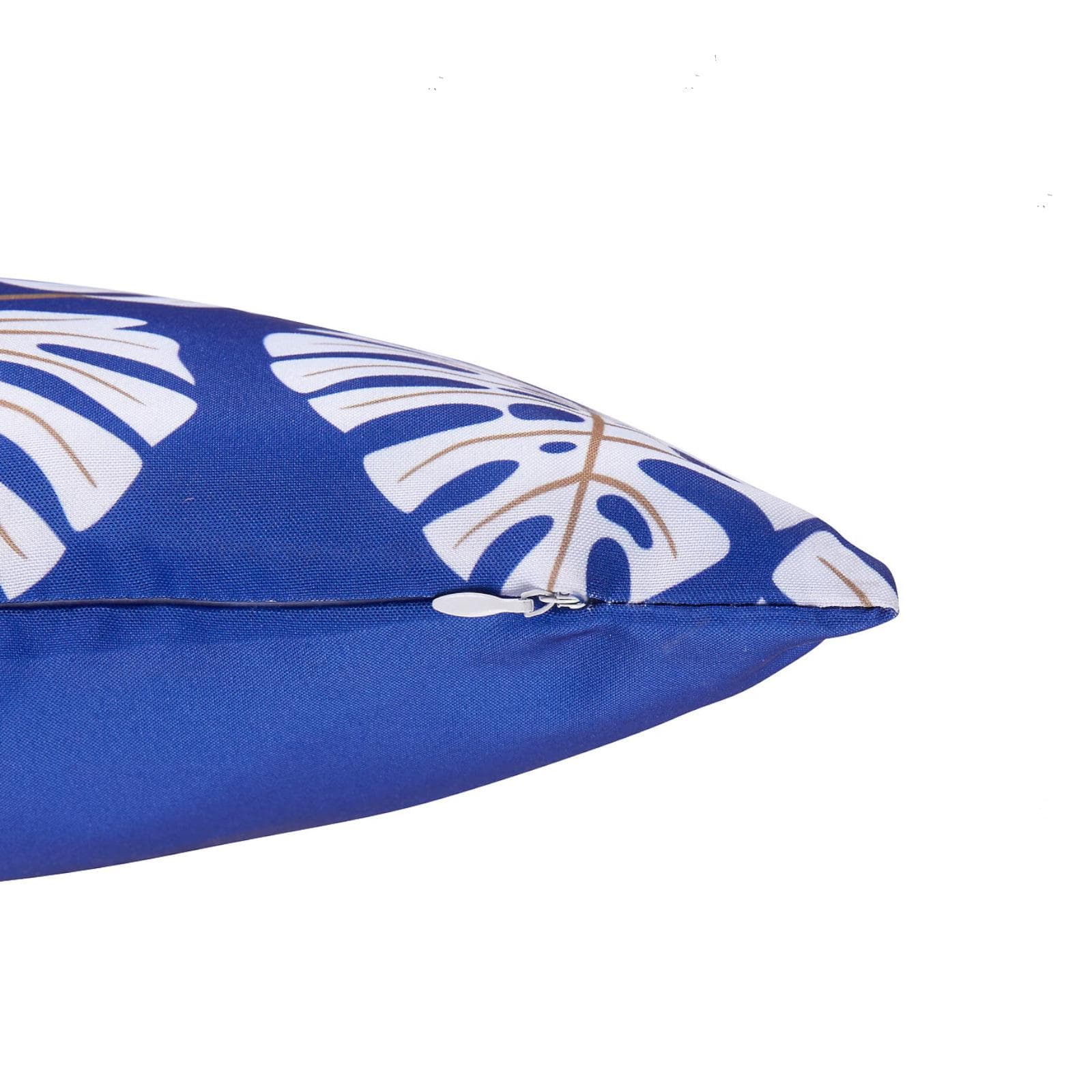 Copricuscino decorativo da esterno 50x30 cm in poliestere idrorepellente blu motivo foglie - Pigmentia