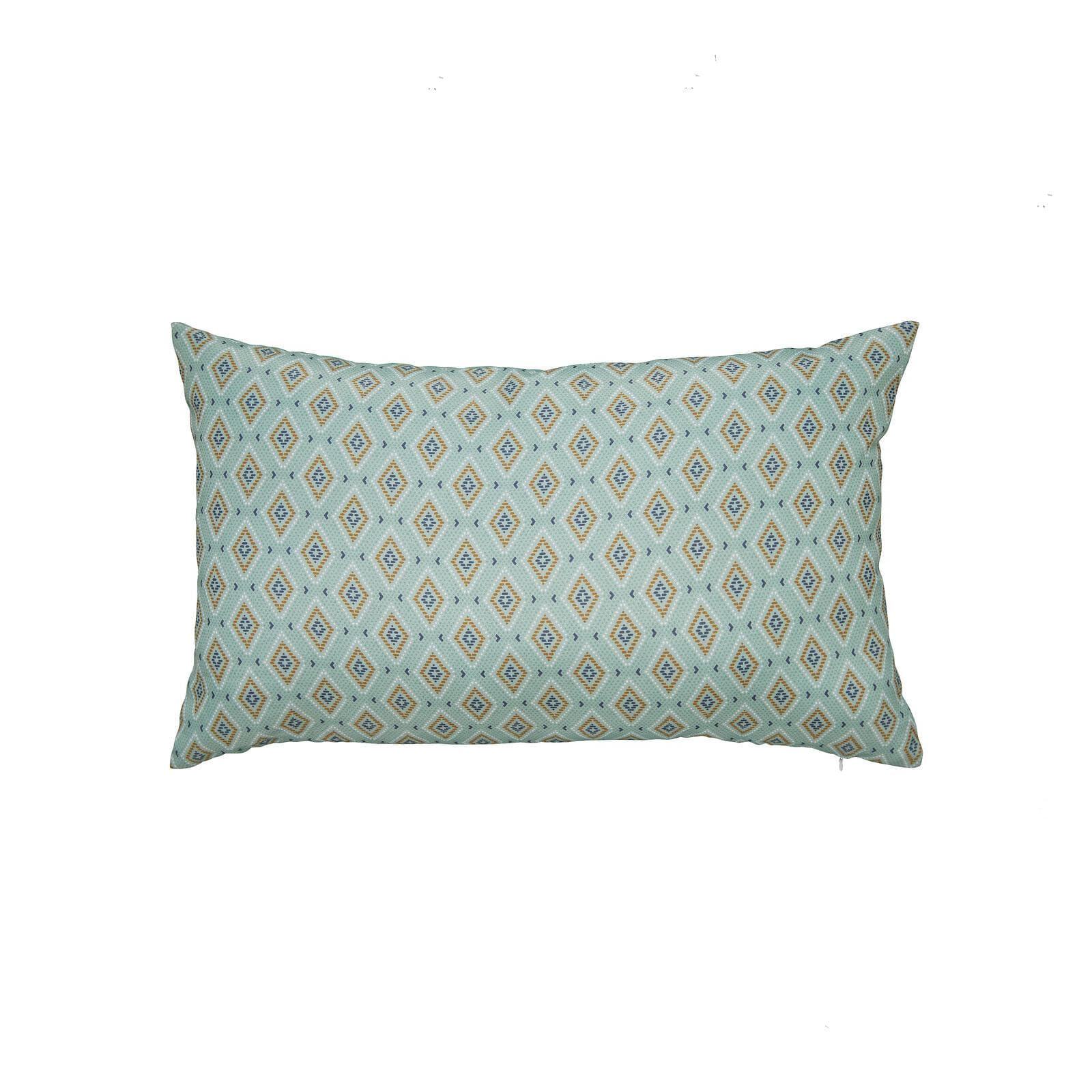 Copricuscino decorativo da esterno 50x30 cm in poliestere idrorepellente verde acqua motivo rombi - Pigmentia
