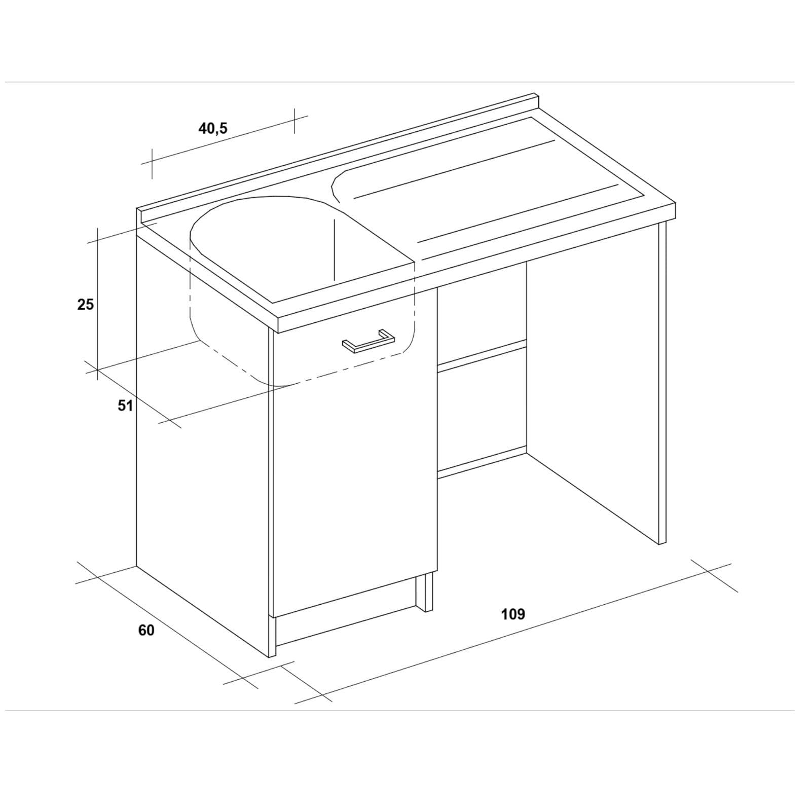Coprilavatrice destro con lavatoio asse termoplastico linea Edilla 109x60x89h cm Montegrappa