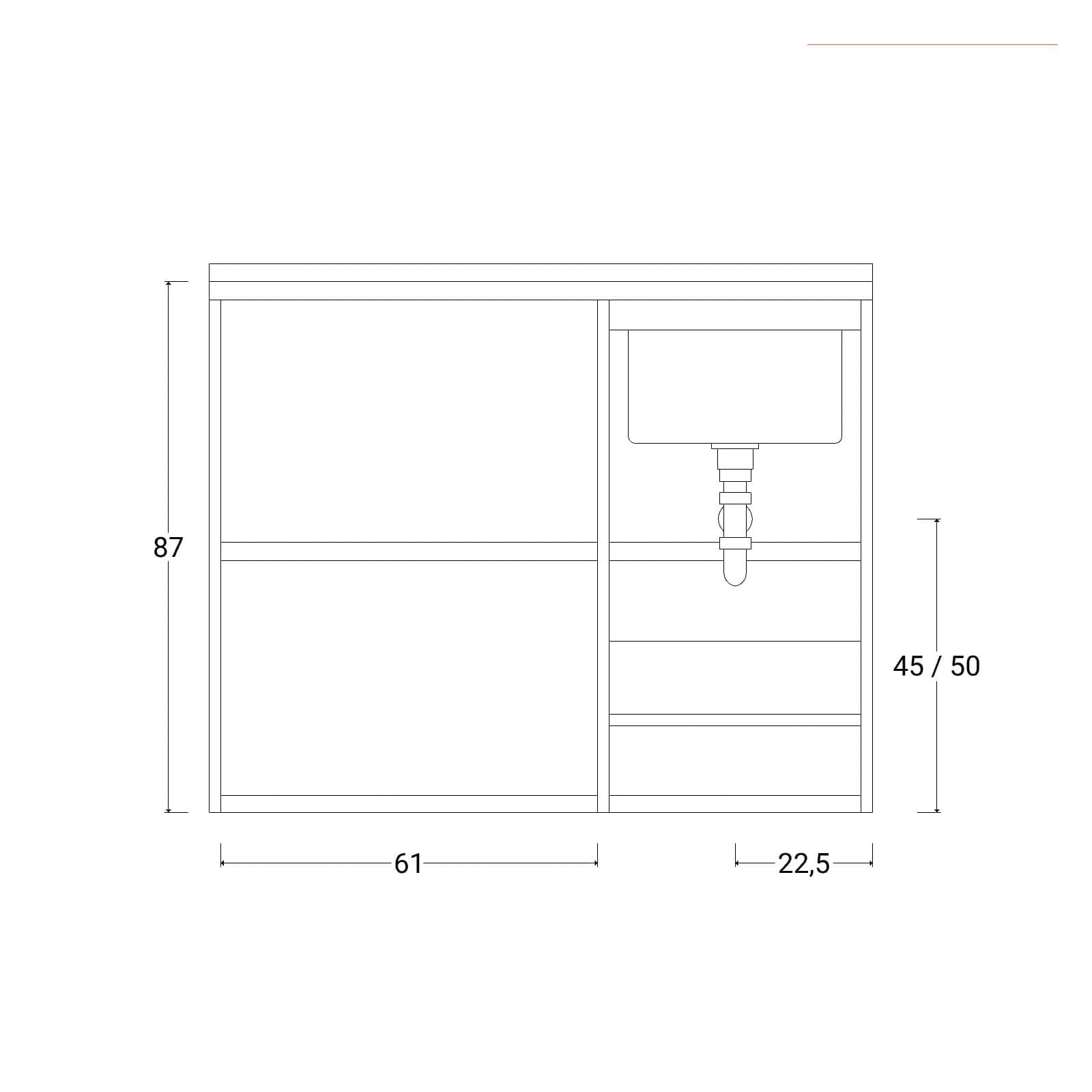 Coprilavatrice sx 109x60cm larice naturale con lavatoio e asse in legno - Montegrappa