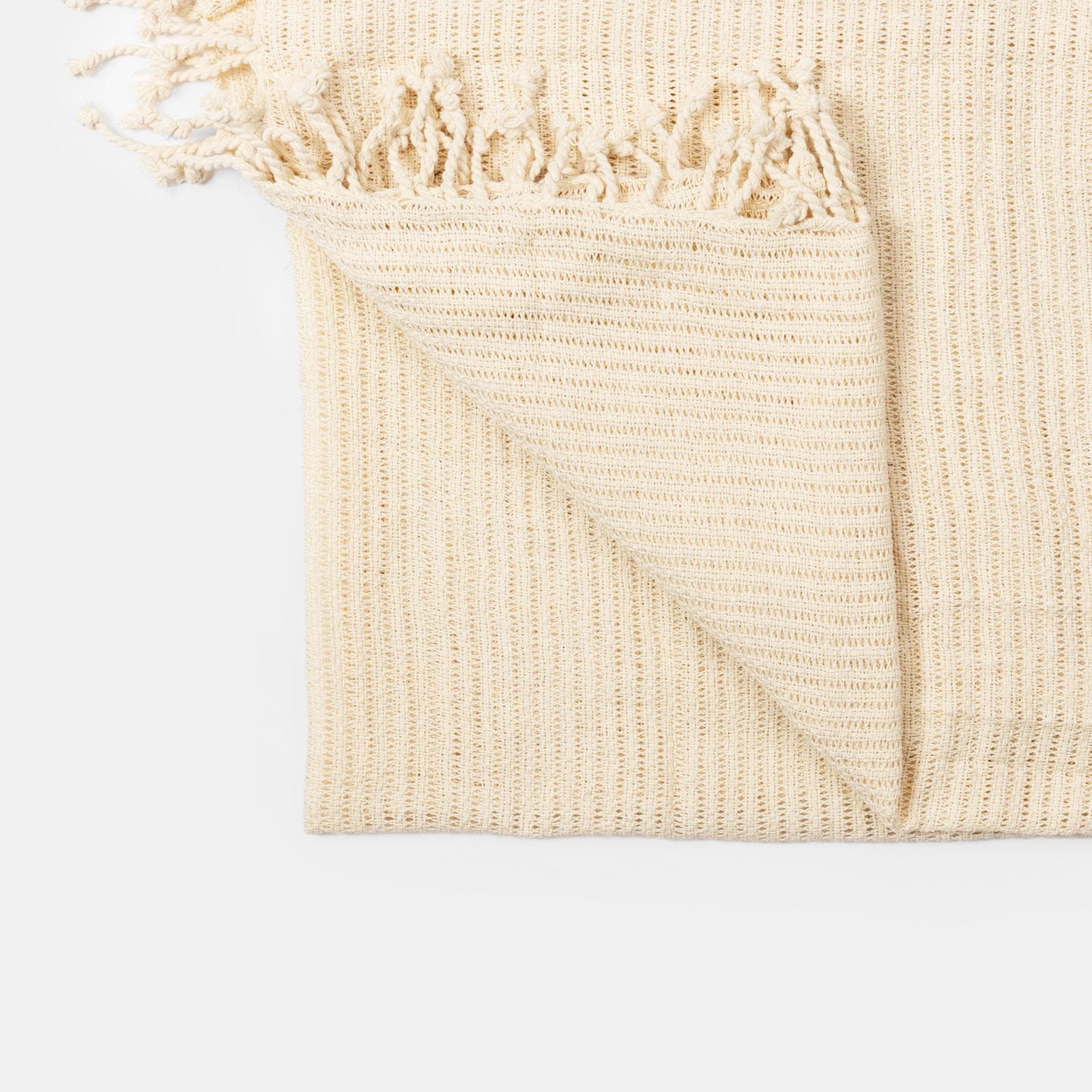 Copriletto 130x170 cm in cotone con frange crema - Bea