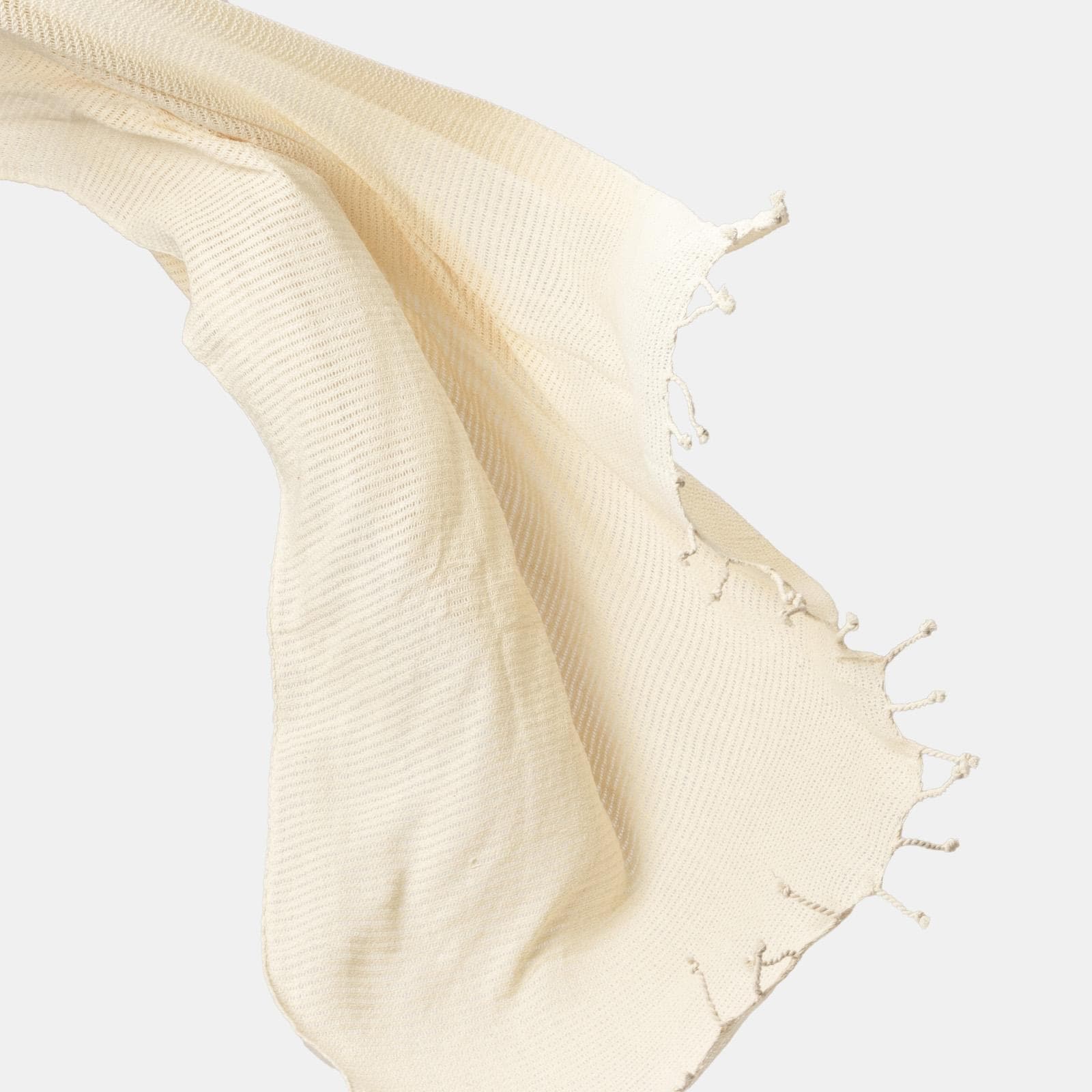Copriletto 130x170 cm in cotone con frange crema - Bea