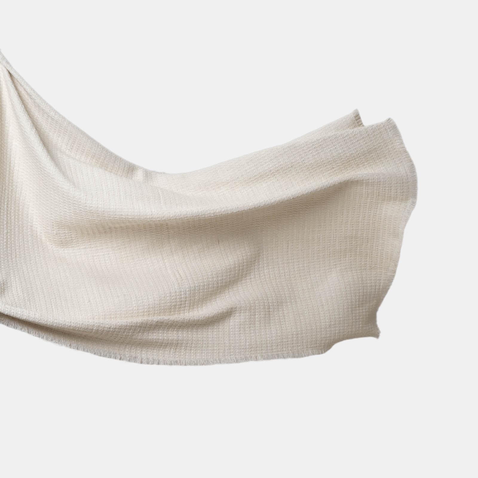 Copriletto 130x170 cm in cotone off white con frange