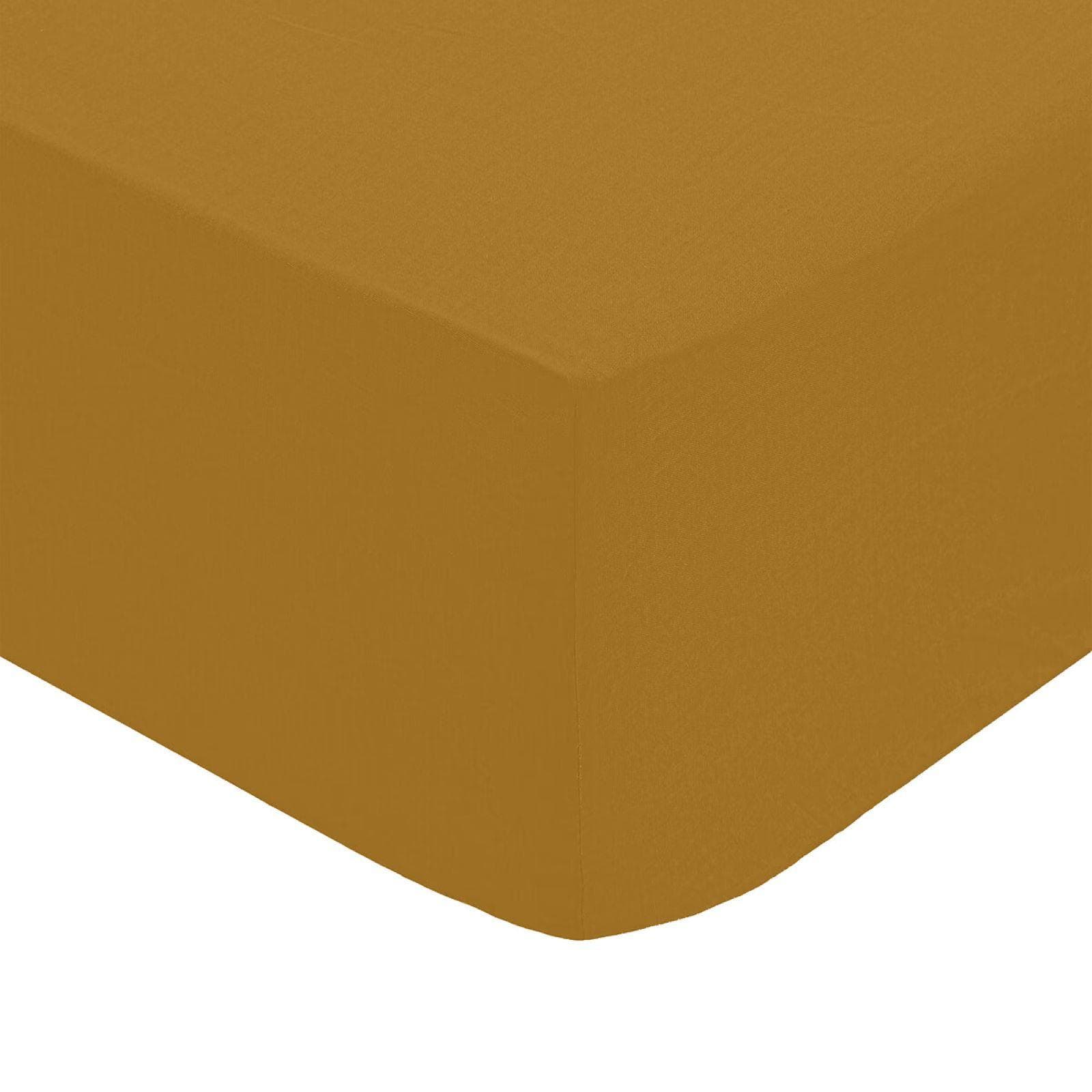 Coprimaterasso 160x200 cm in cotone cammello con angoli ed elastici - Bellini